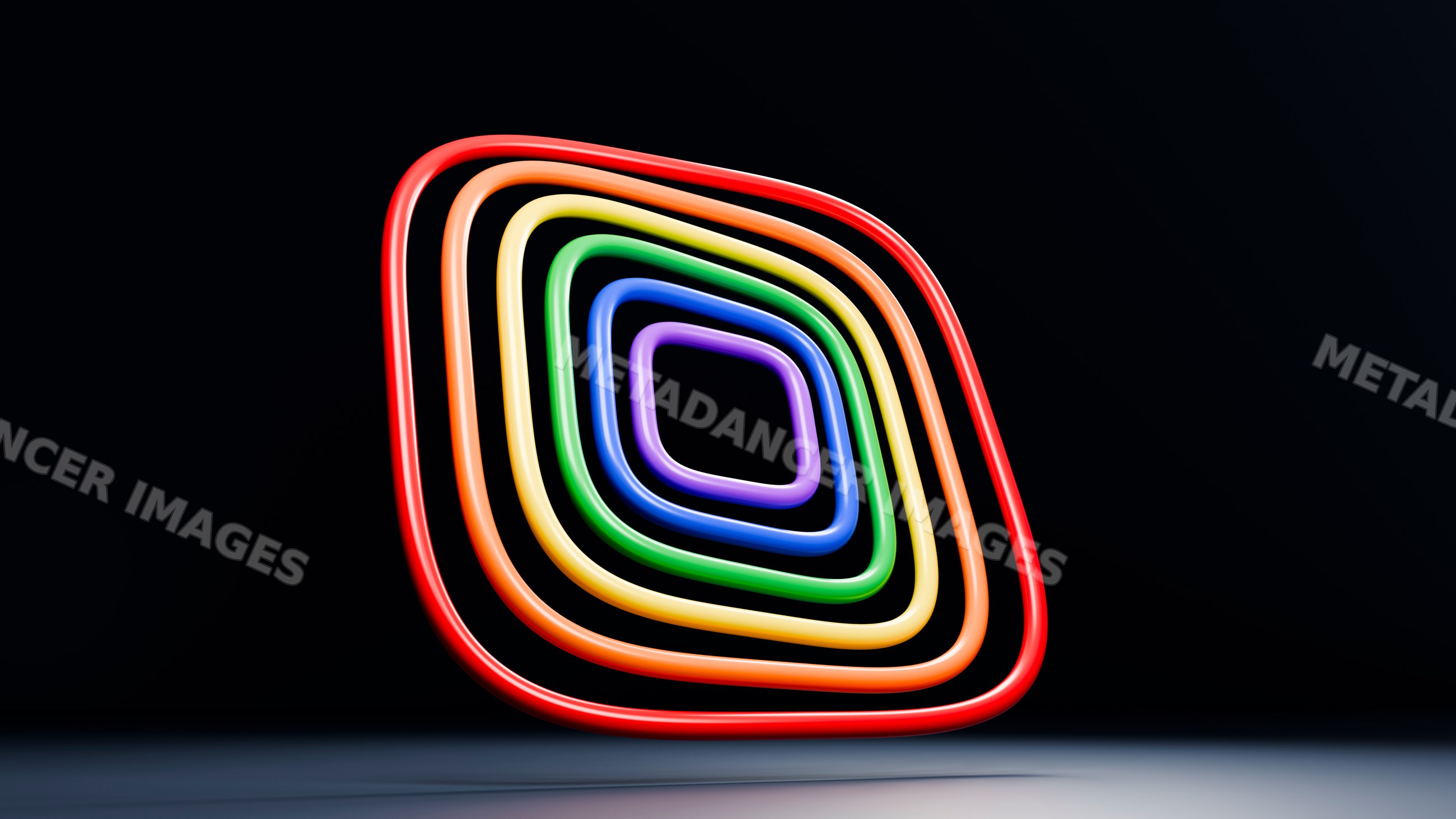 Colorful glowing concentric neon rings on dark background