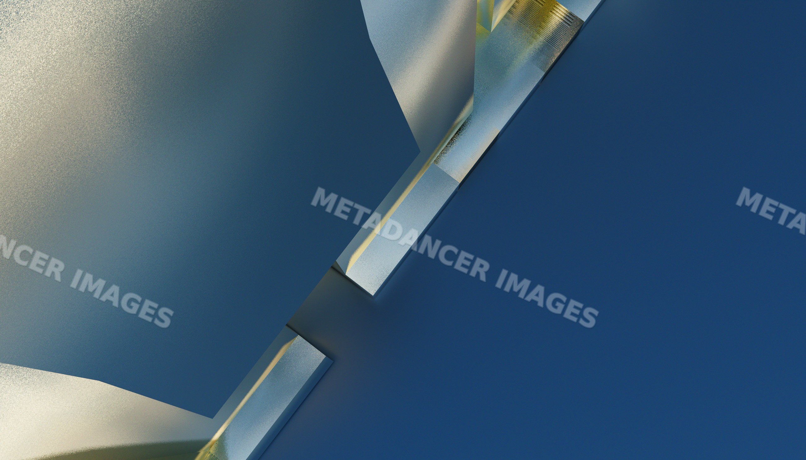 Abstract geometric silver and blue shapes create a minimalist modern