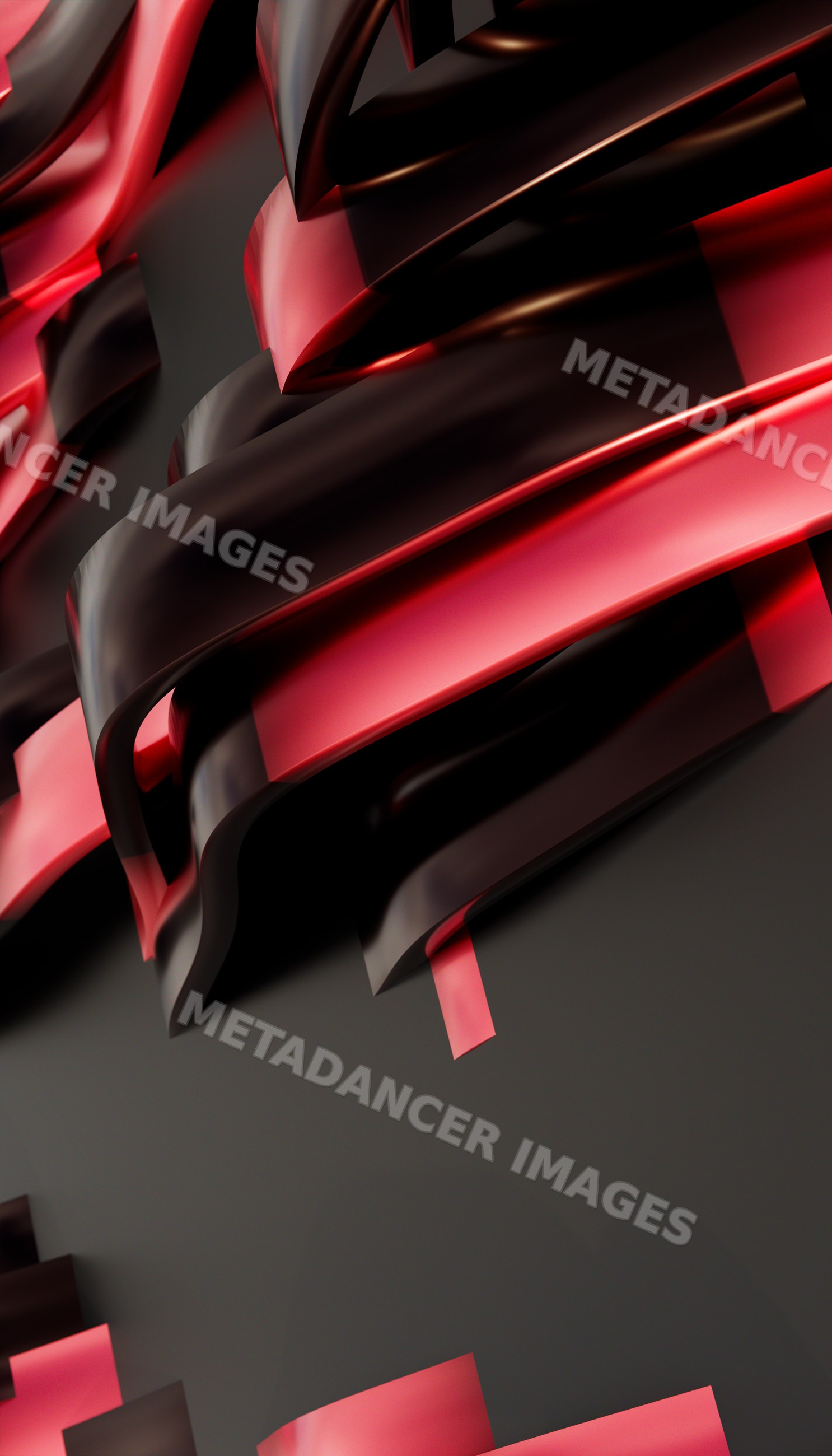 Abstract 3d artwork with flowing red and black ribbons