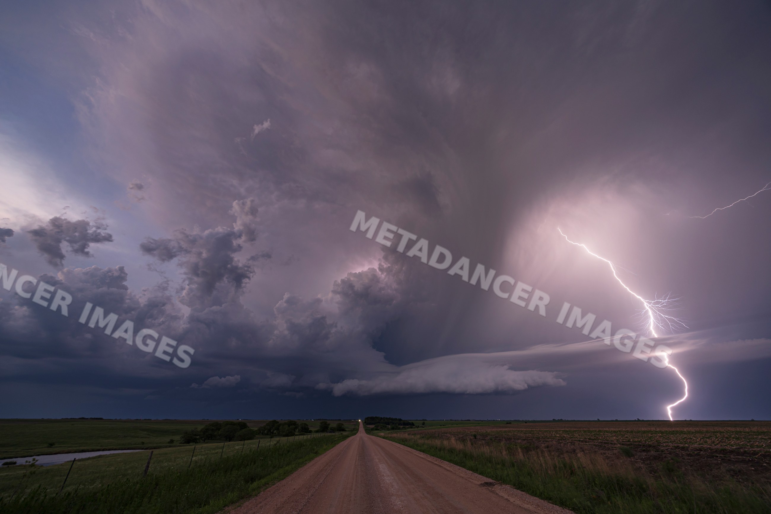 Supercell storm with Lightning at Sunset near jansen, nebraska