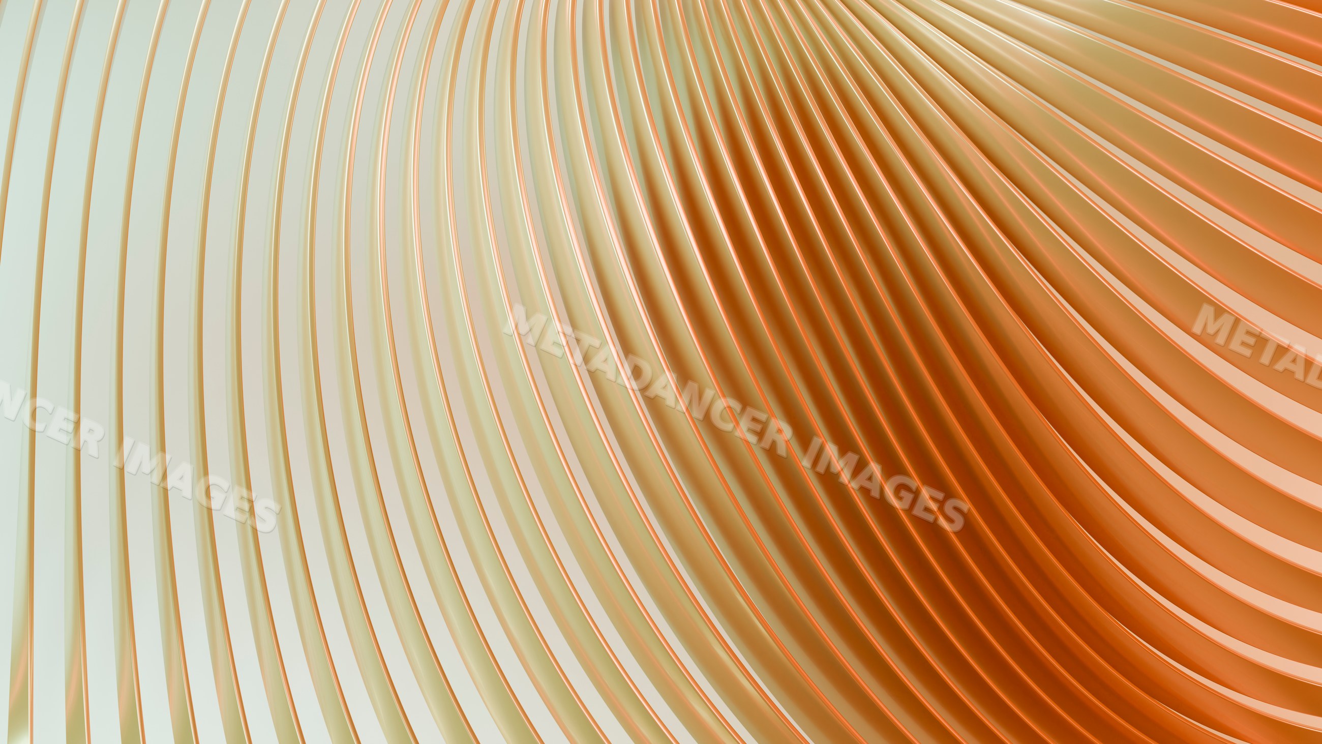 Abstract digital illustration of flowing orange and cream curved waves