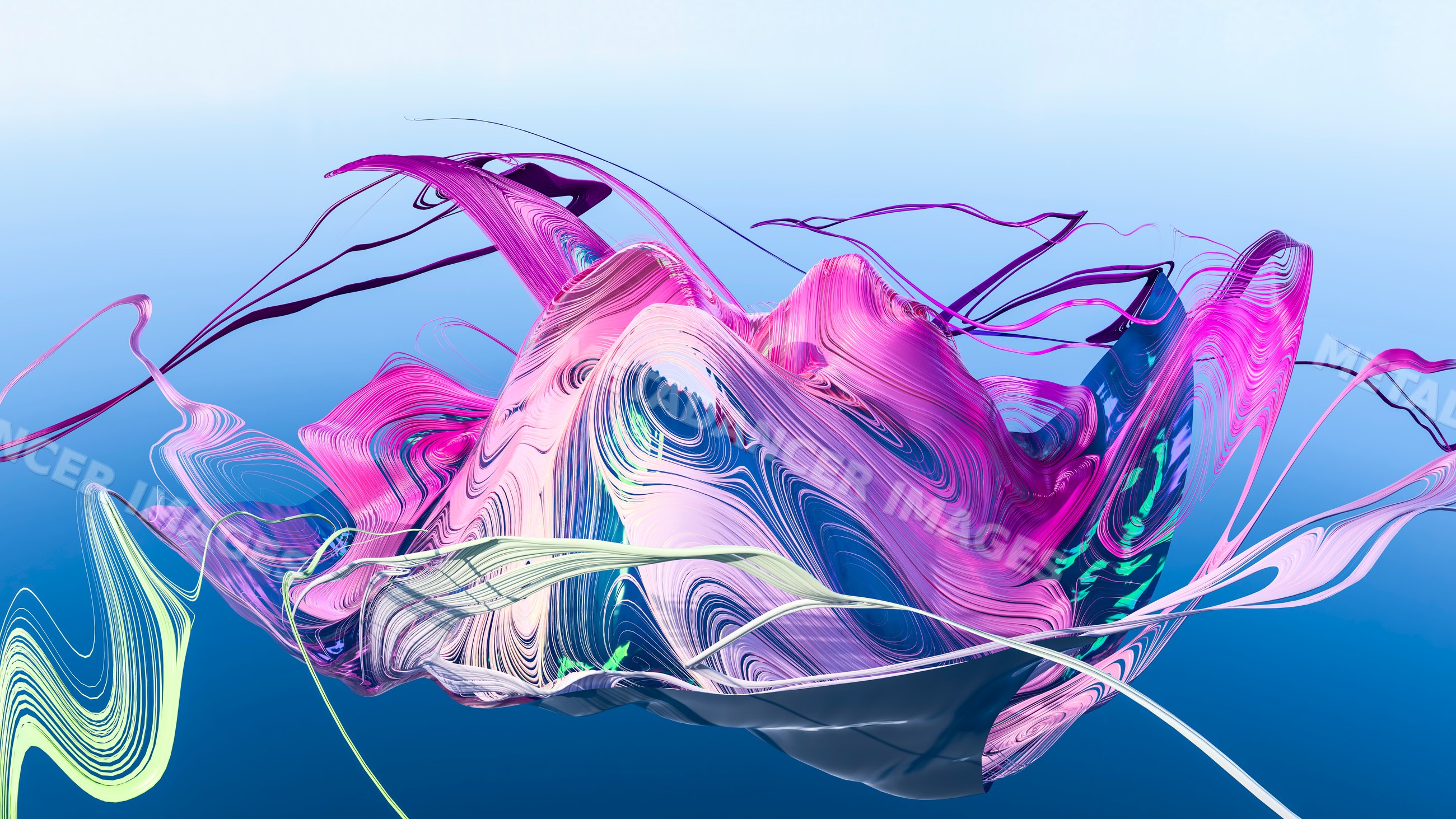 Abstract colorful digital swirl art with flowing waves