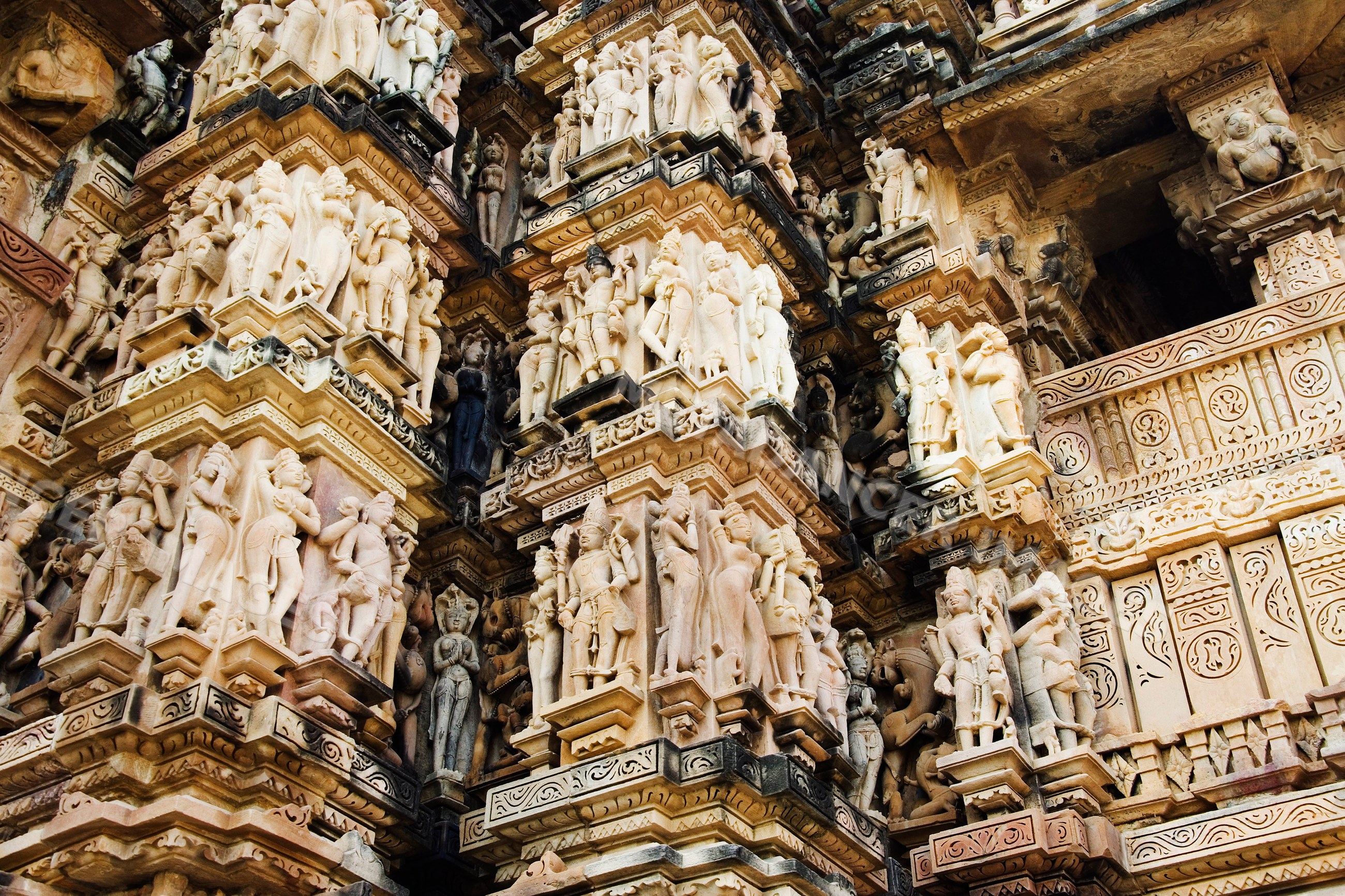 Khajuraho temples intricate erotic stone sculptures india