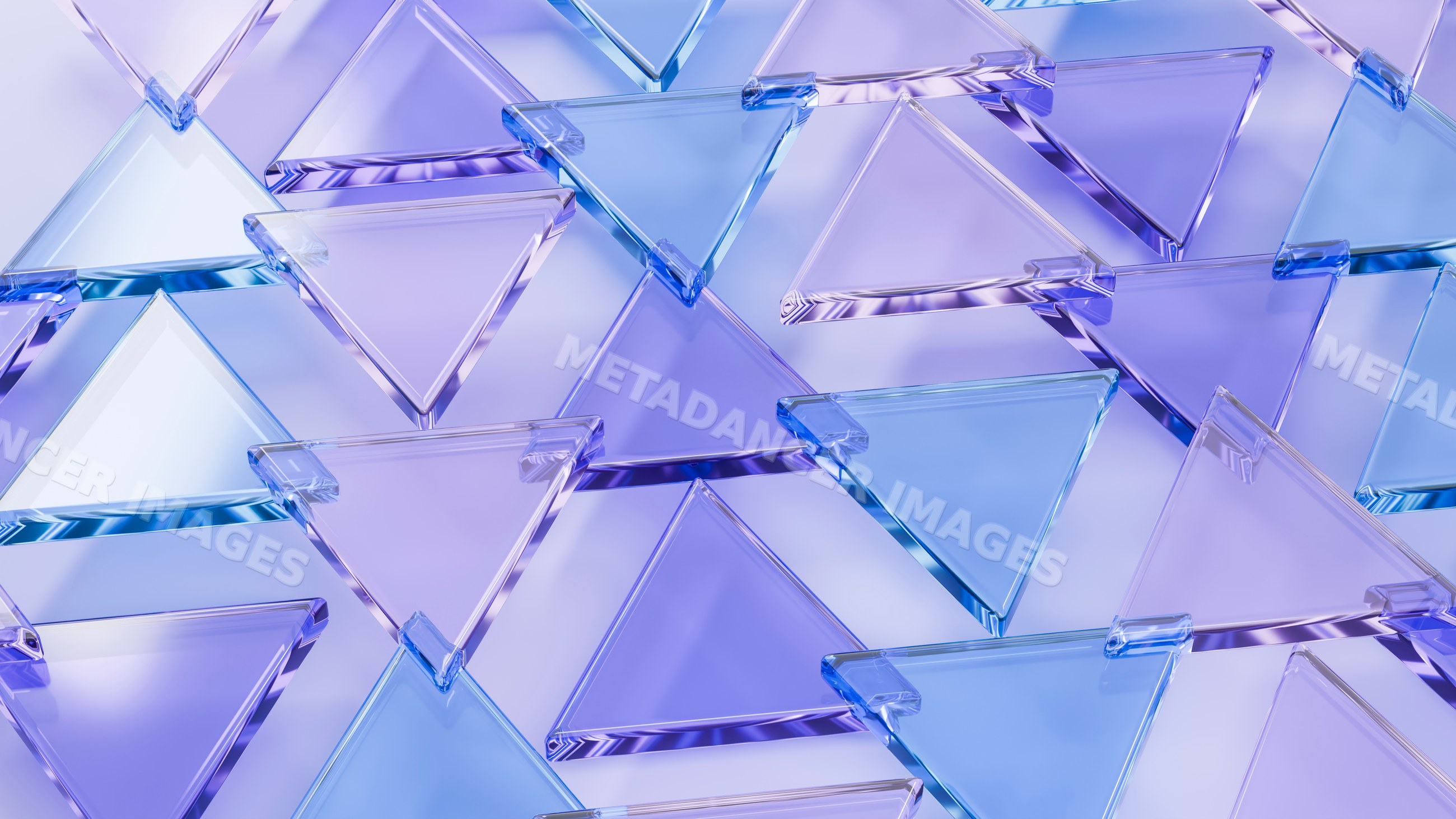Overlapping transparent blue and purple glass triangles abstract