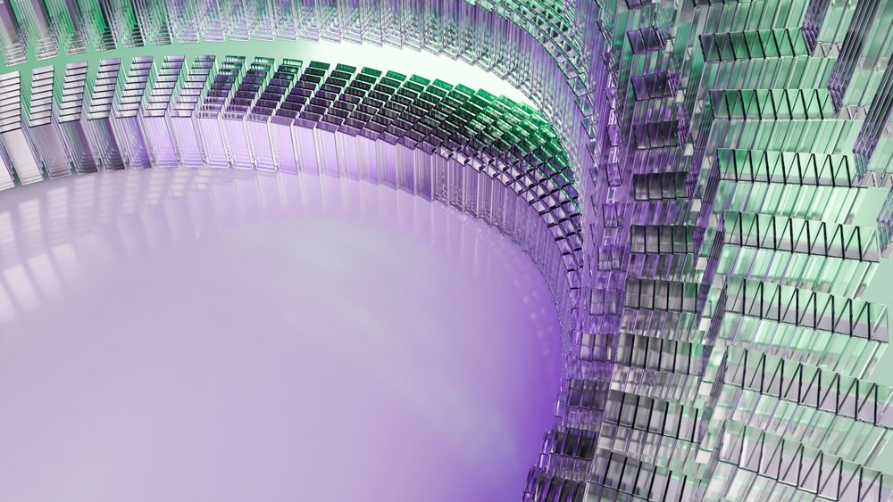 Abstract curved translucent glass 3d digital illustration
