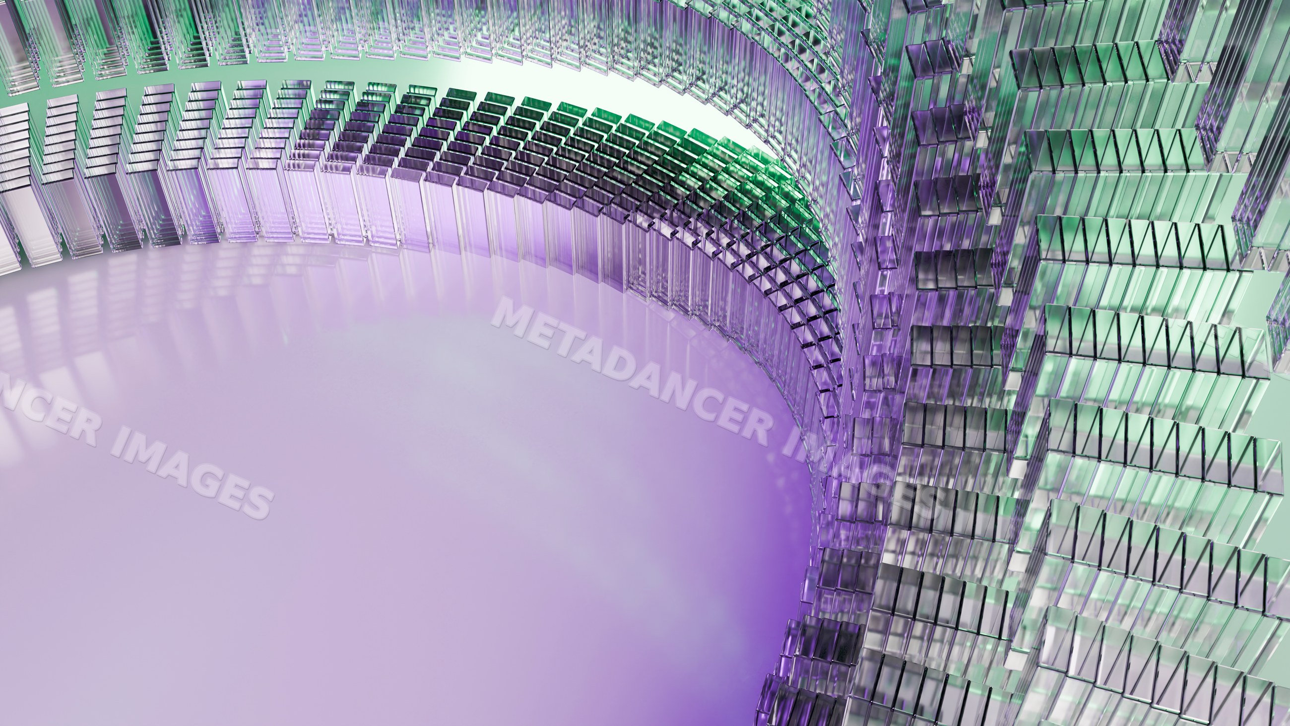 Abstract curved translucent glass 3d digital illustration