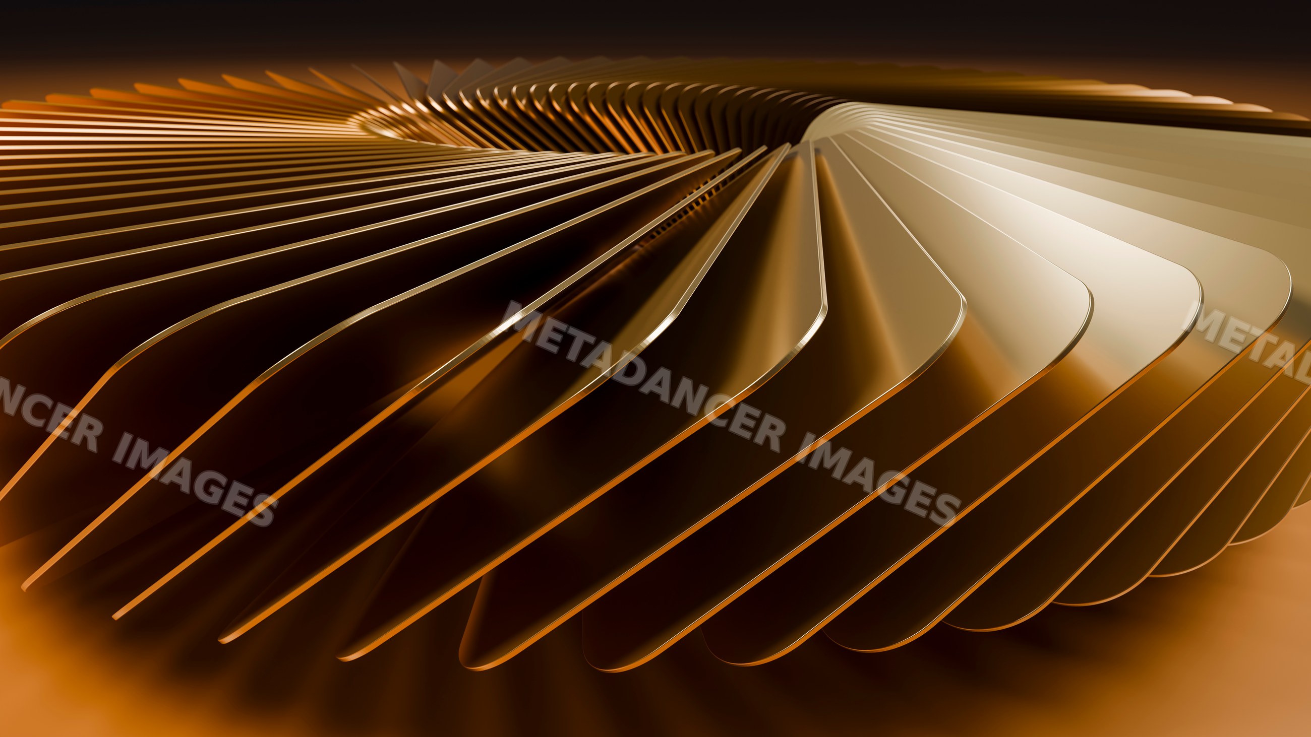 Abstract shiny gold spirals creating decorative modern design