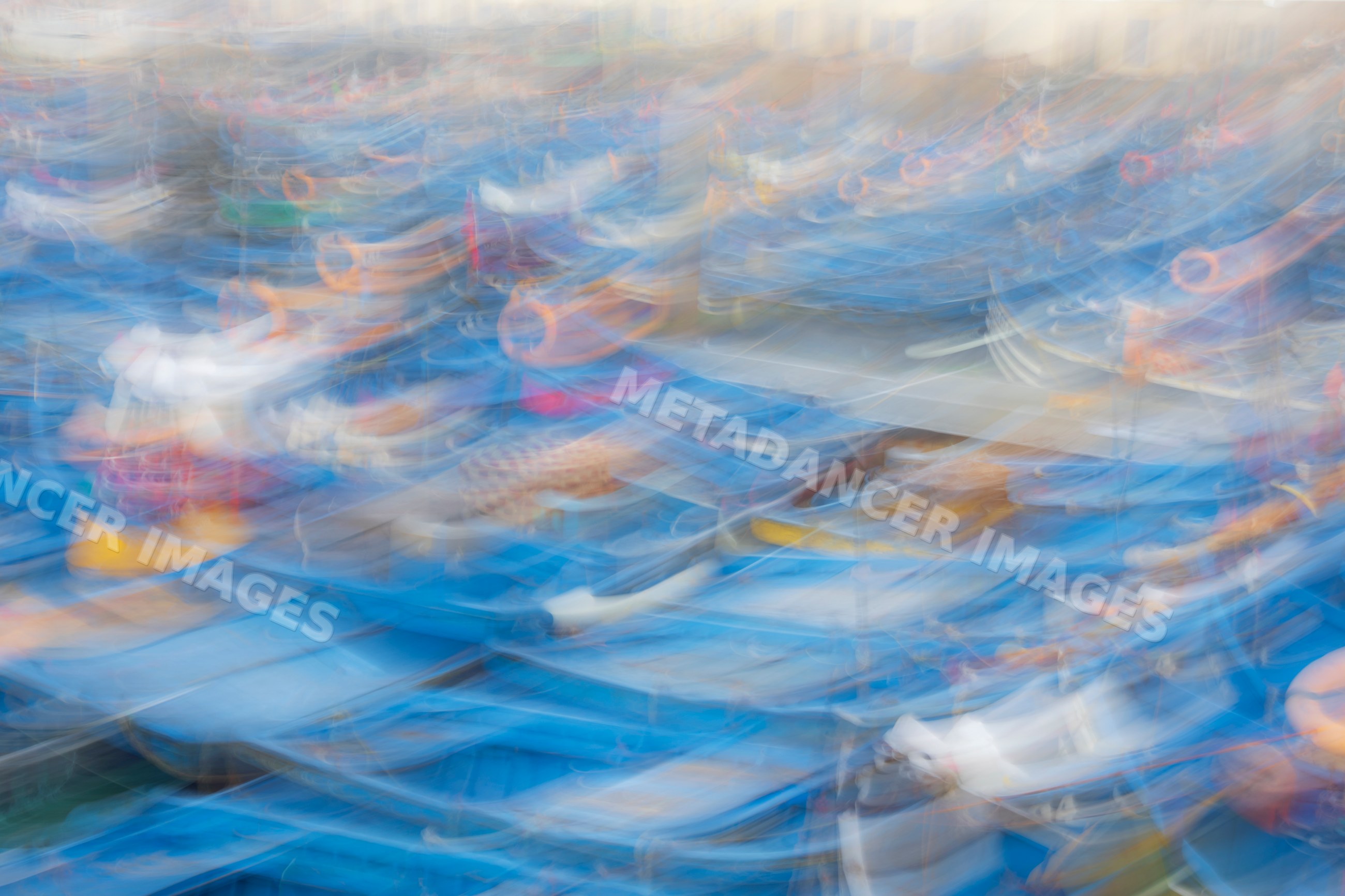 Fishing Boats at harbor in essaouira Morocco with motion blur
