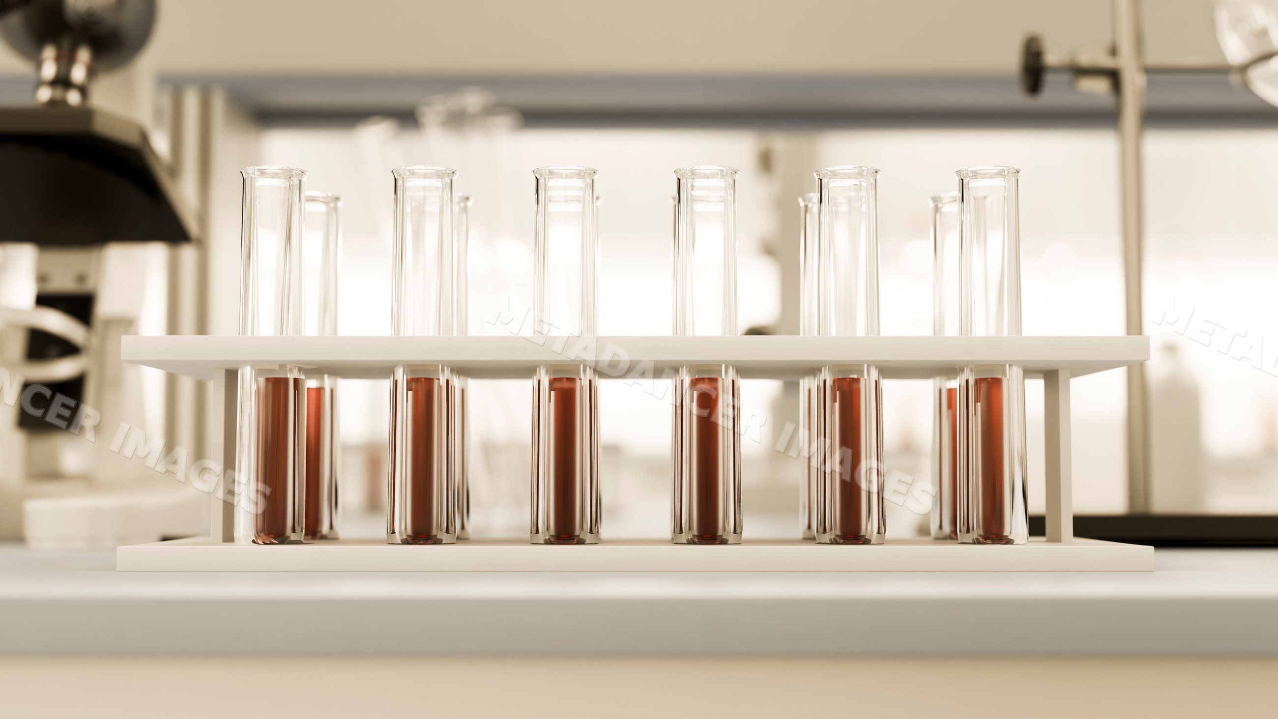 Test tubes with brown liquid