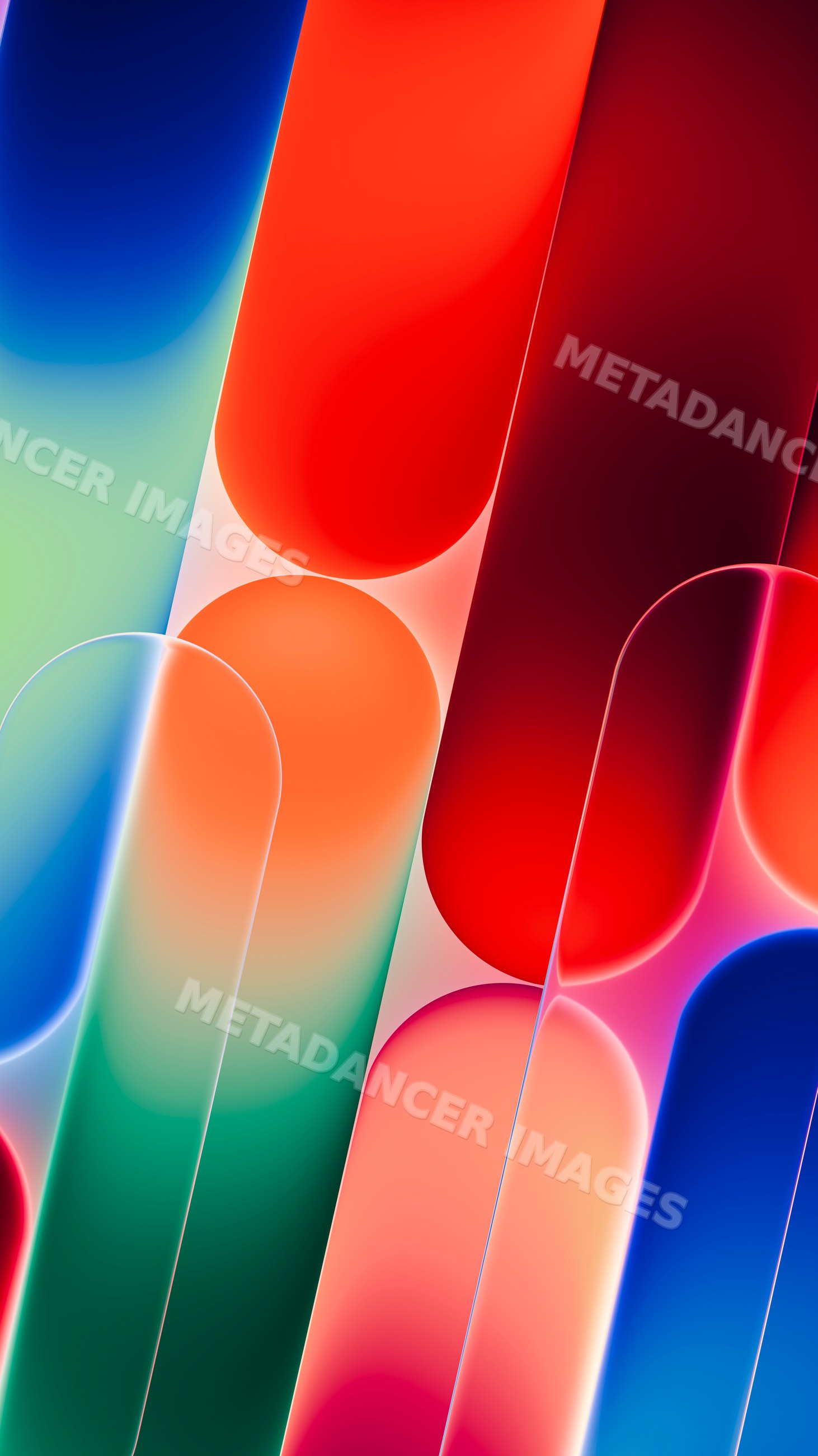 Colorful abstract digital illustration with glowing geometric shapes