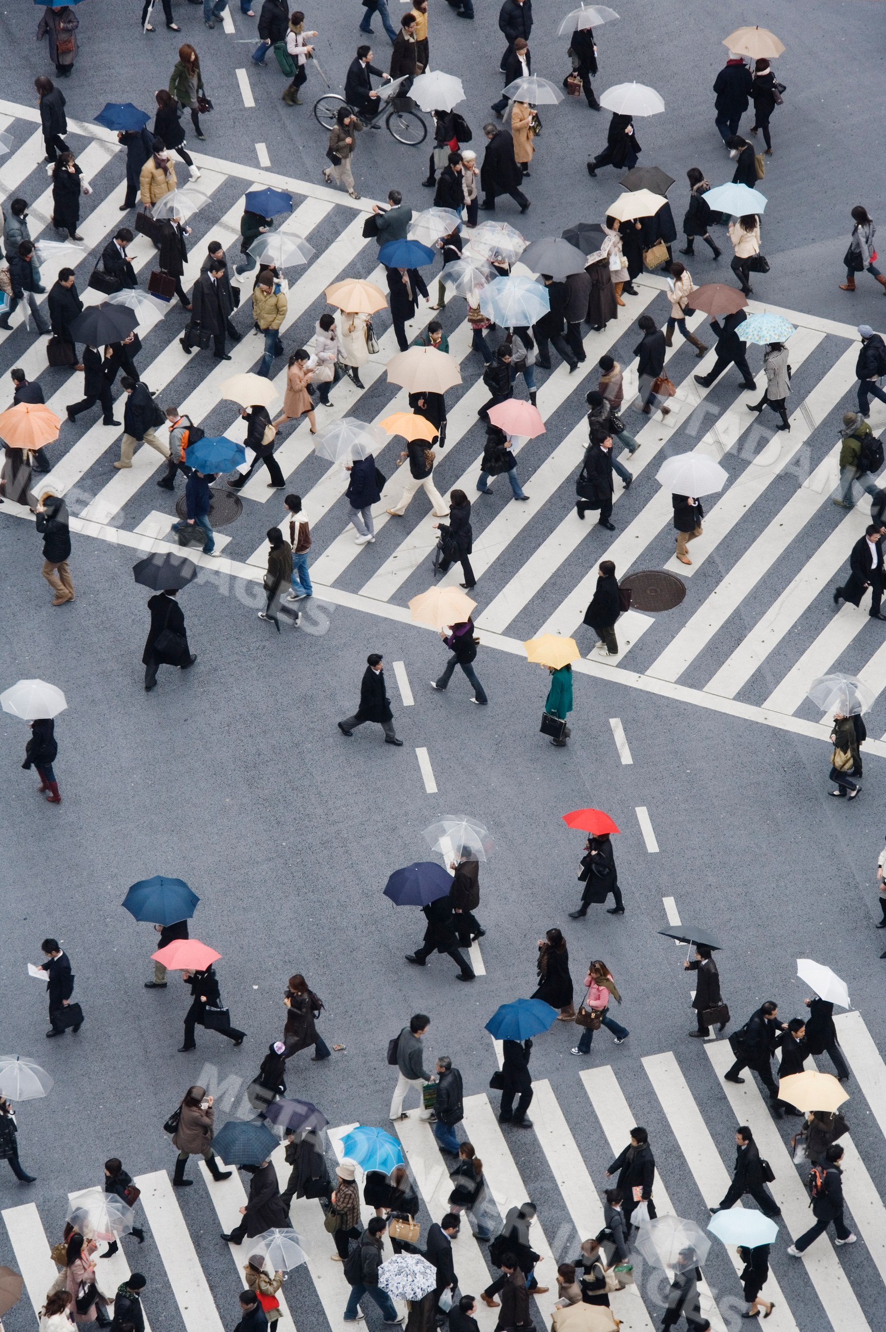 Aerial view of pedestrians crossing shibuya crossing, japan