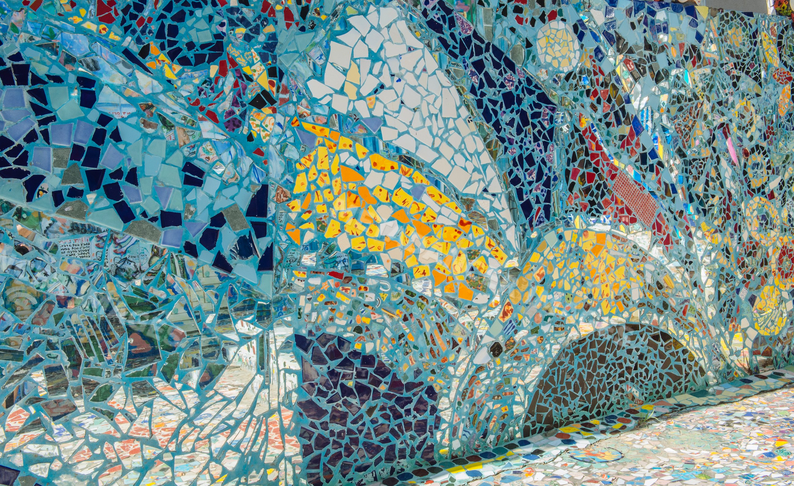 Colorful tile mosaic wall art in california