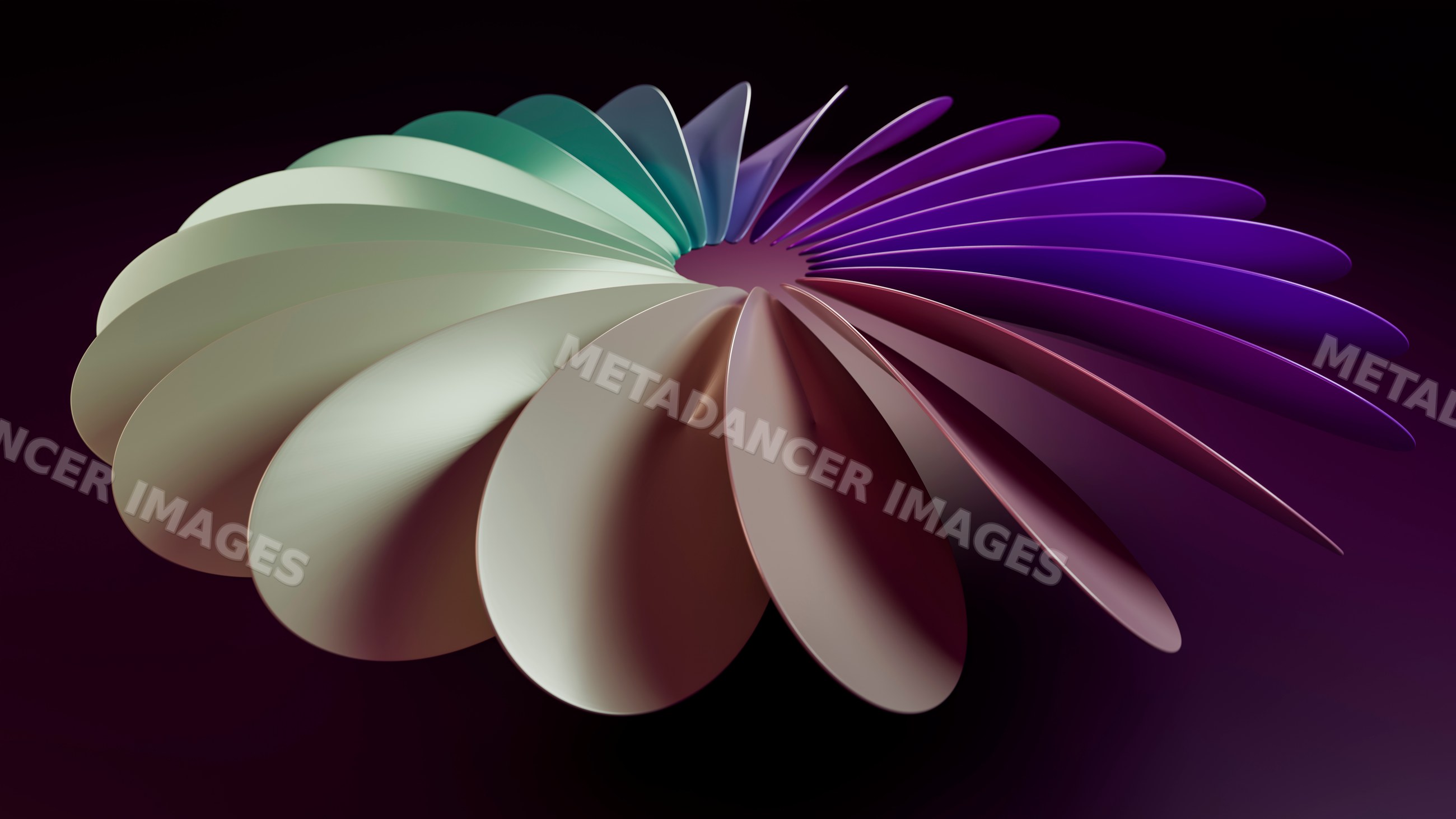 Abstract multicolor spiral sculpture with layered curved forms