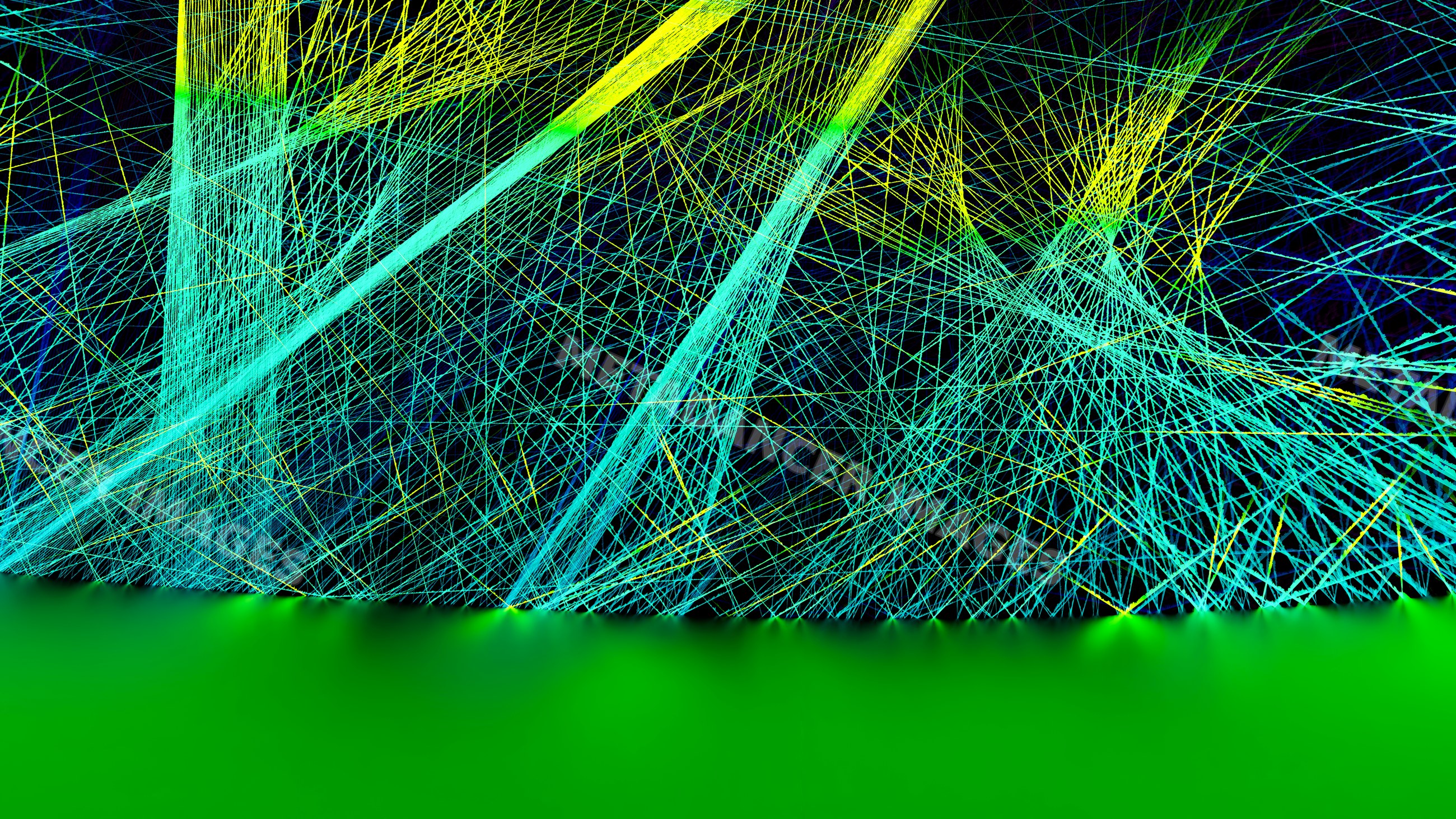 Colorful digital network visualization with interconnected data