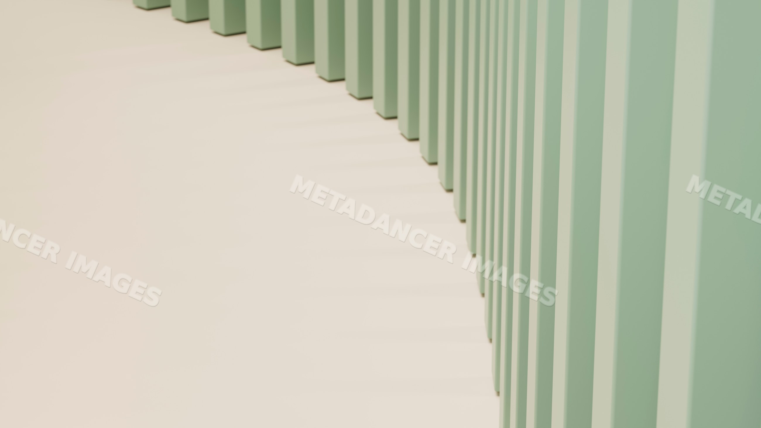 Vertical mint green columns casting shadows