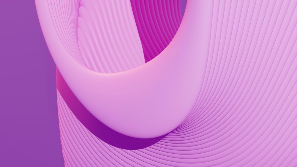 Abstract 3d illustration of flowing pink and purple curved shapes