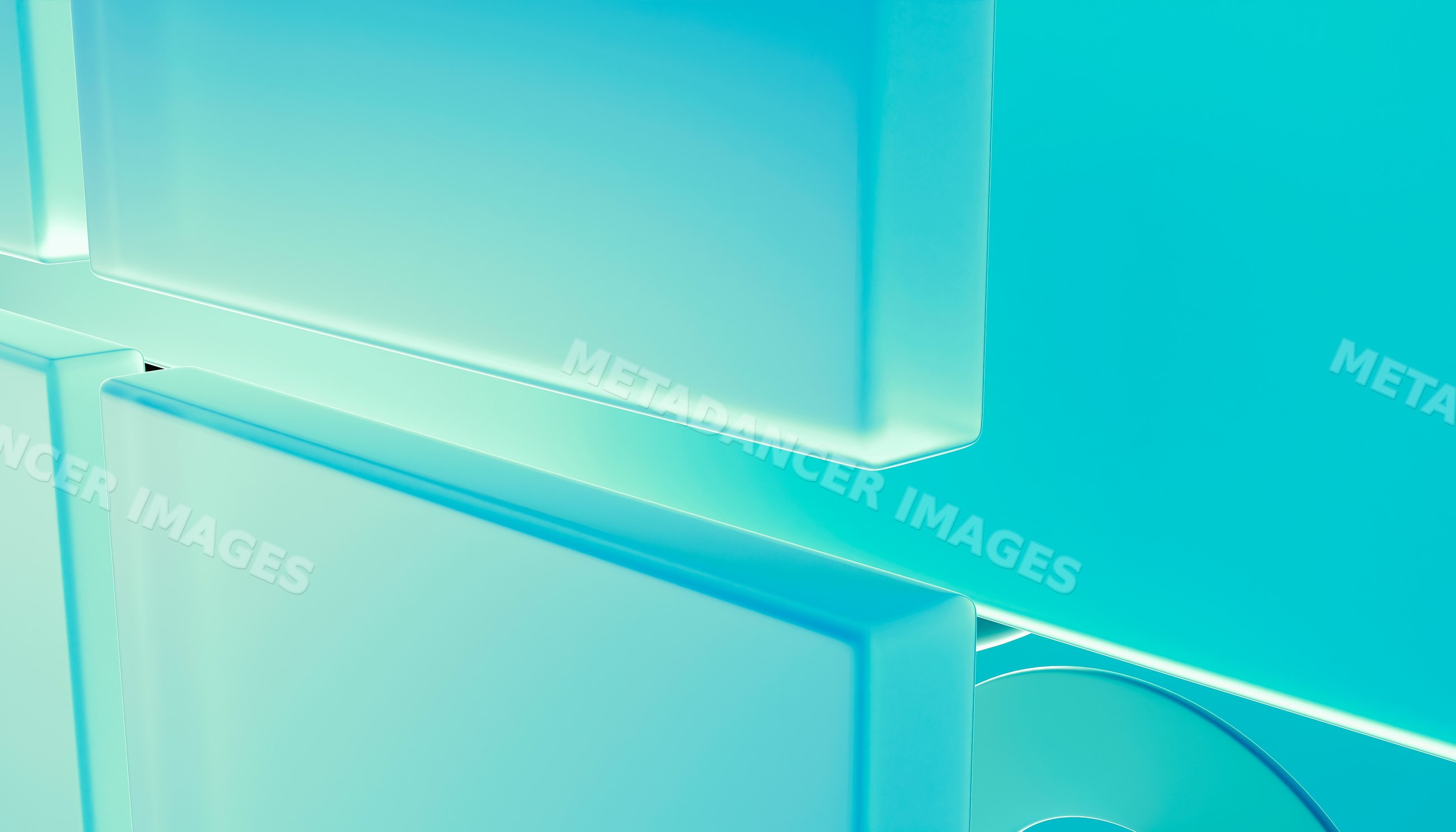 Abstract blue-toned 3d render with geometric rectangles and smooth