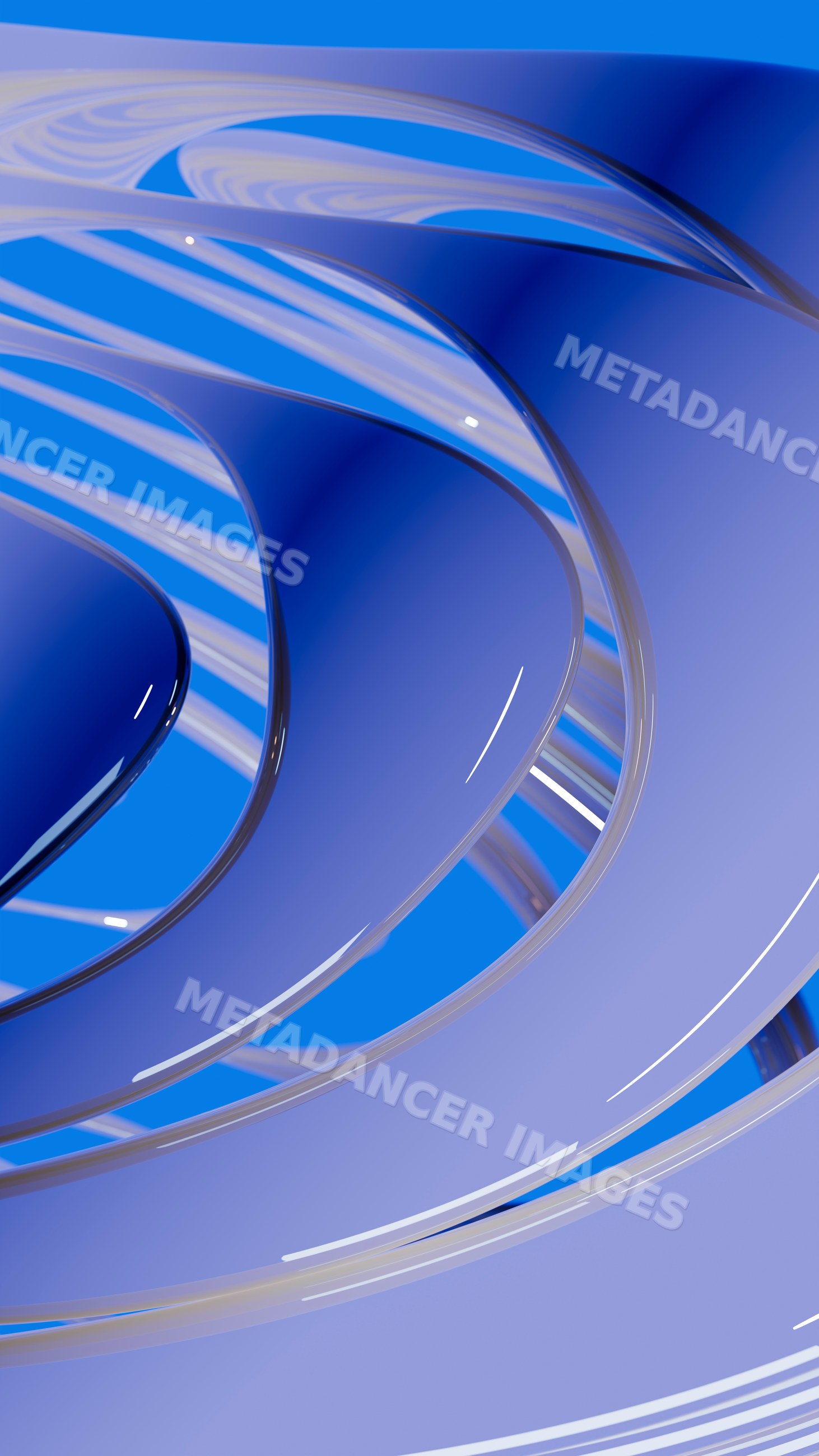 Abstract digital 3d blue spiral rings in modern design illustration