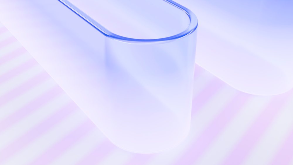 Blue translucent rounded rectangle with gradient background digital