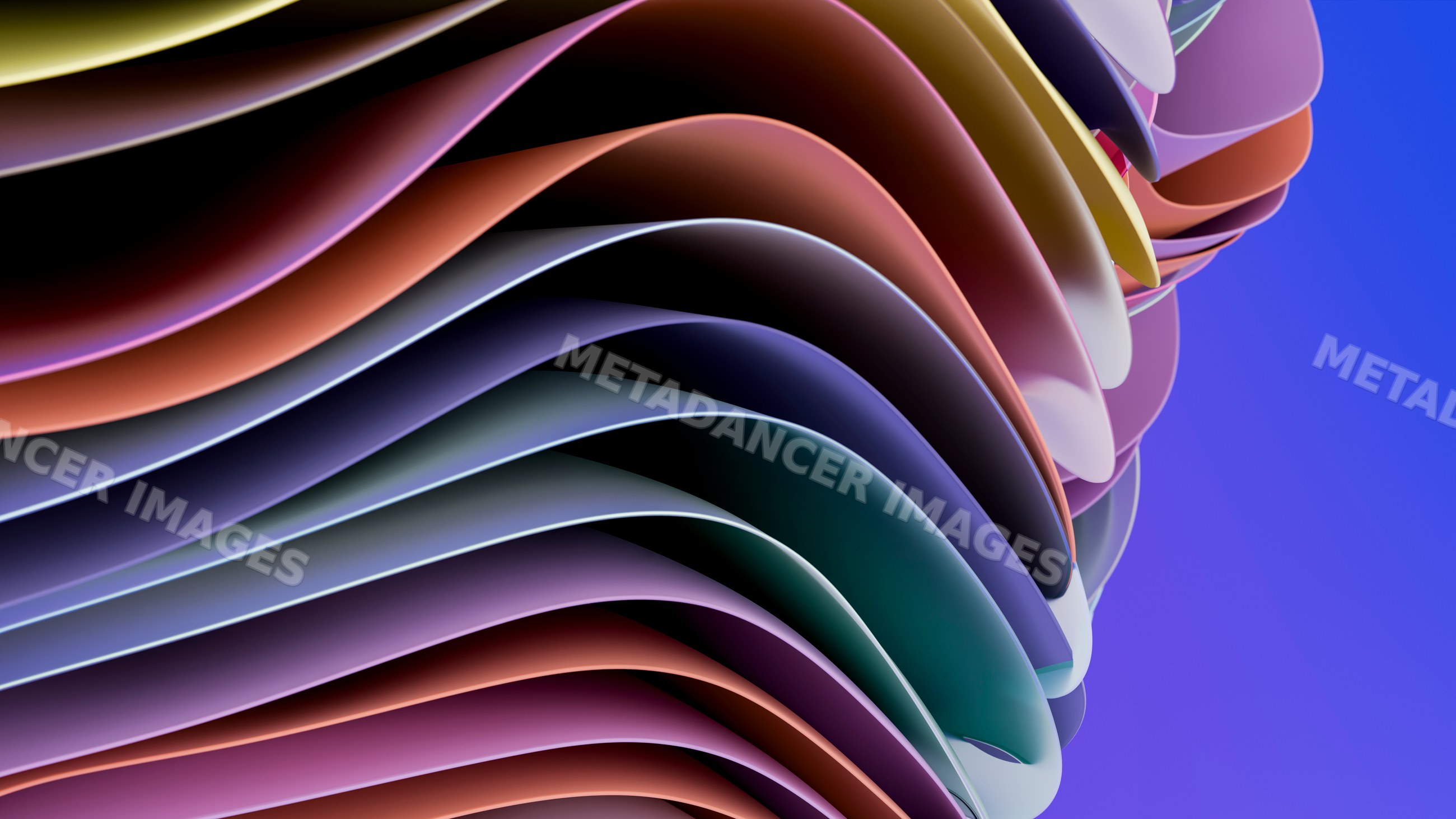 Colorful abstract smooth layered curves with flowing wave pattern