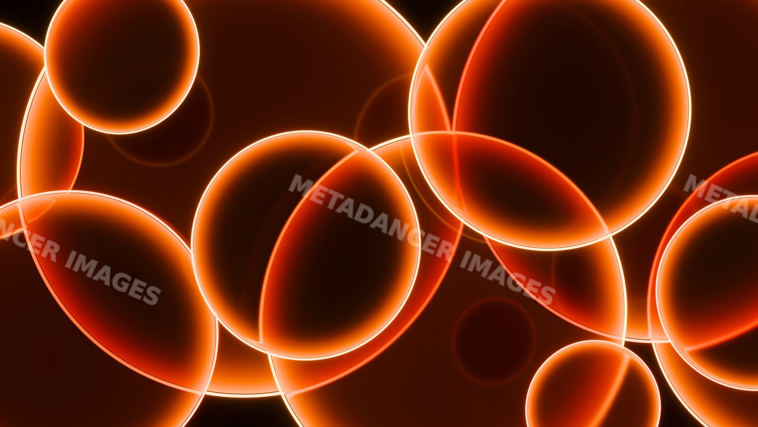 Abstract glowing orange overlapping circles digital illustration