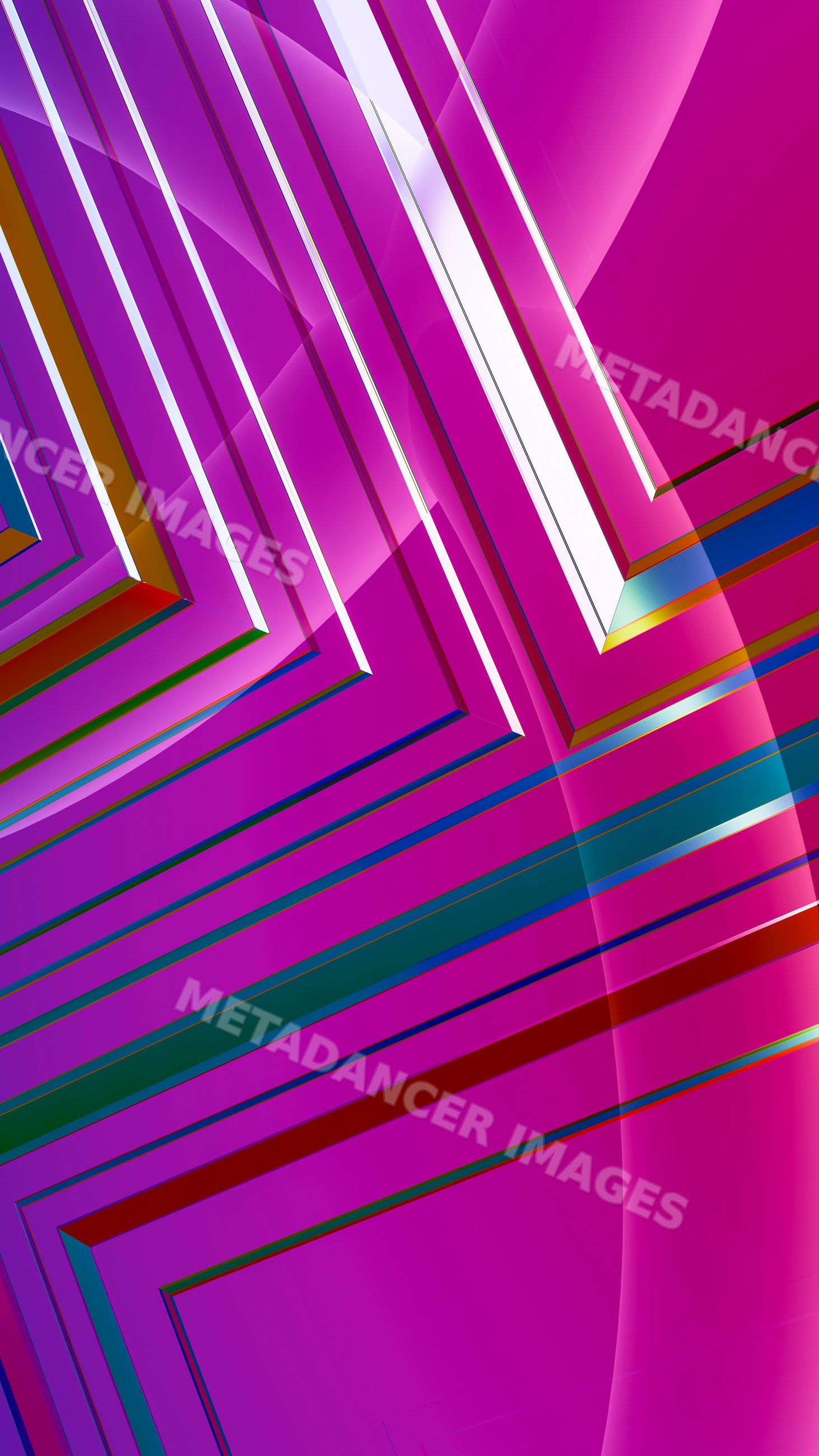 Abstract geometric digital illustration with vibrant magenta lines