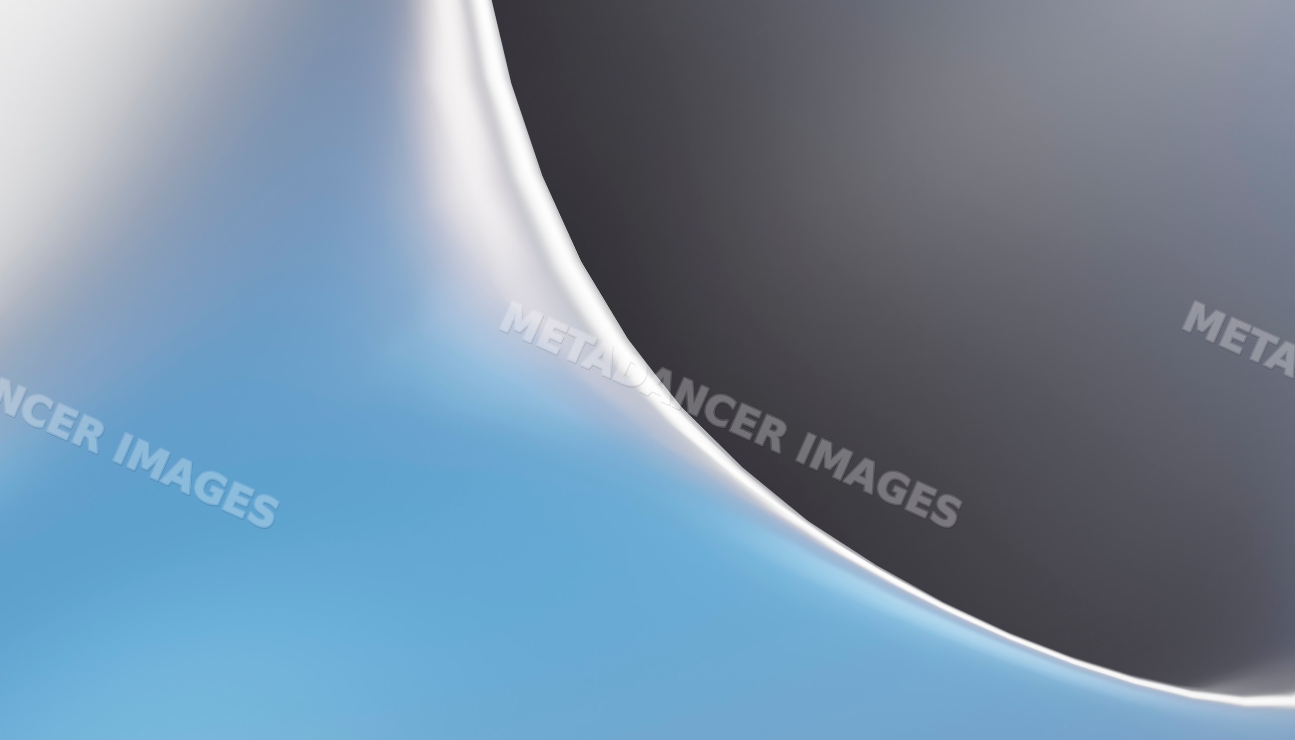 Abstract curved shape with blue and gray gradients and smooth texture