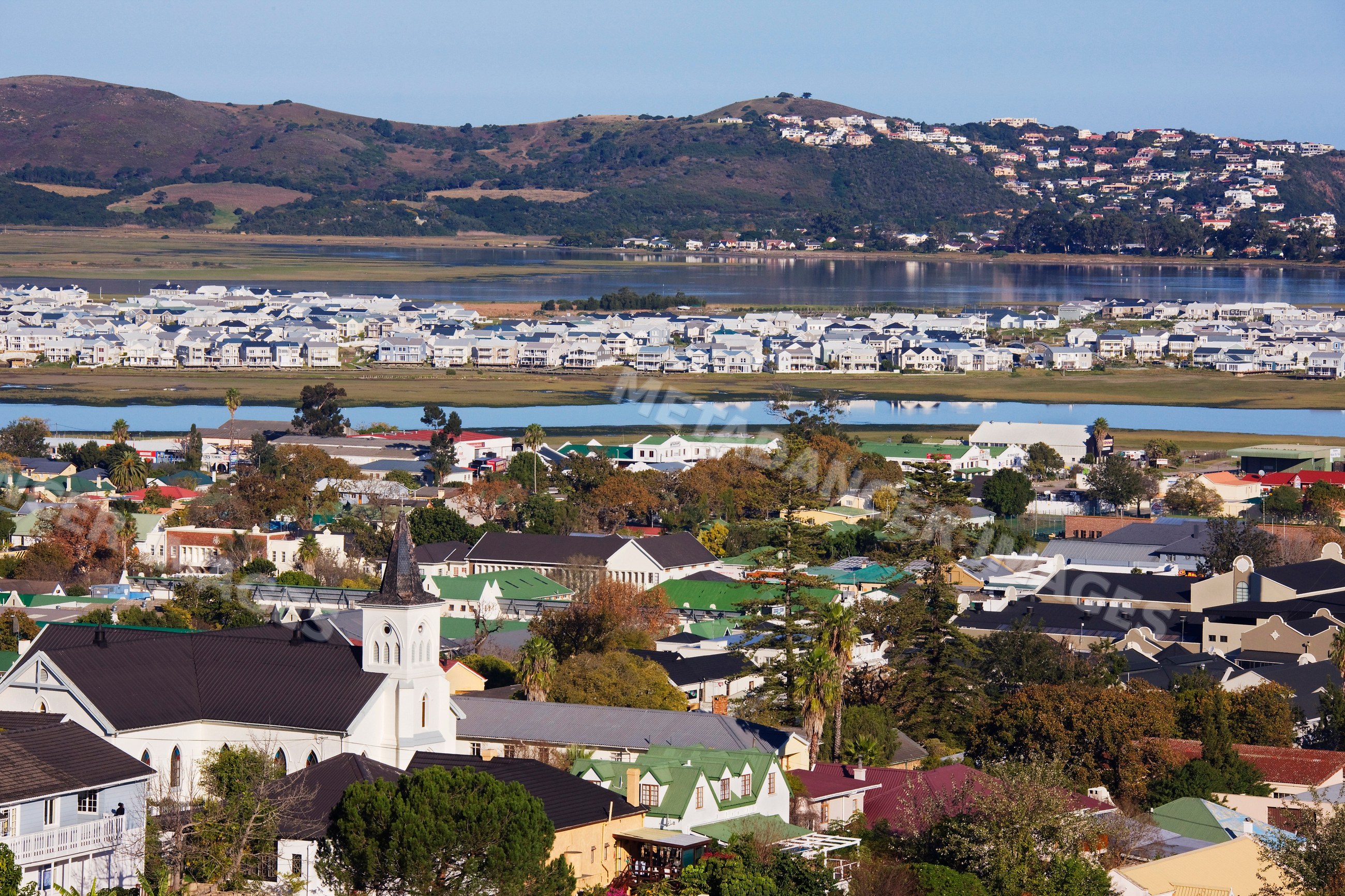 View over knysna town with river and hills south africa