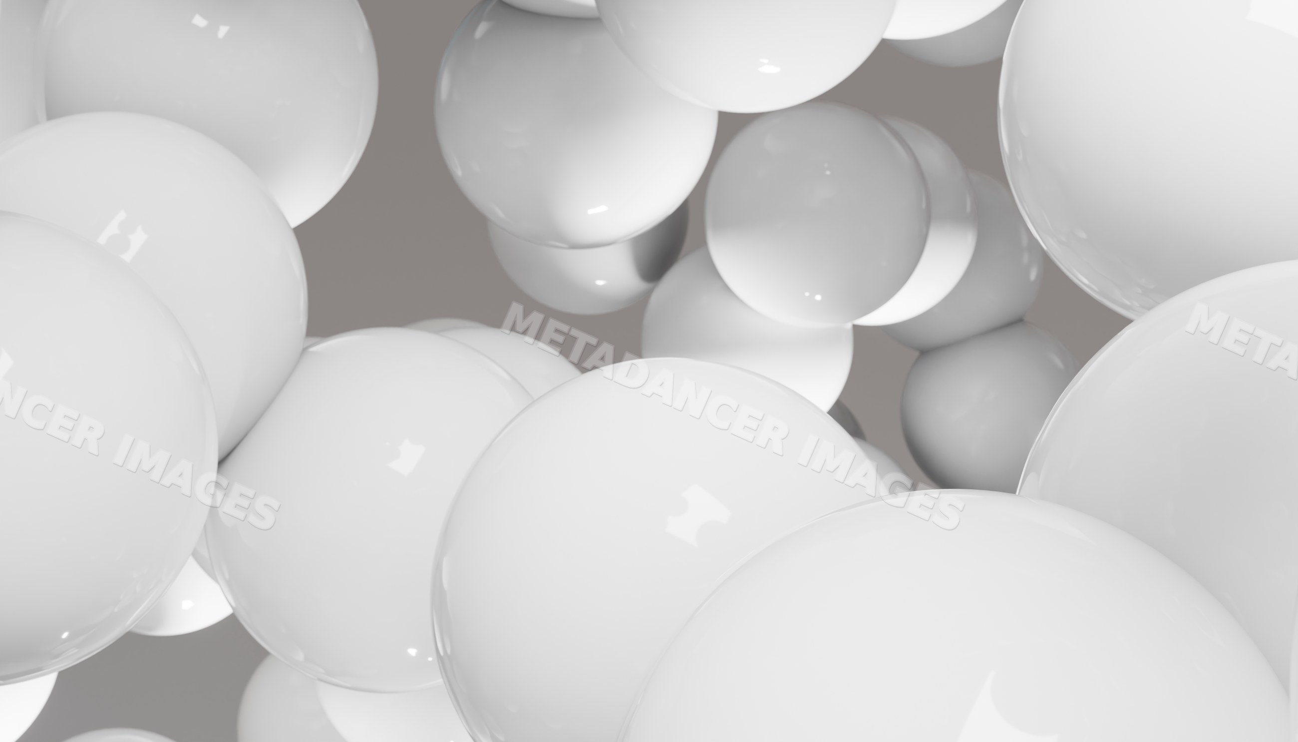 Glossy white spheres clustered together in an abstract design