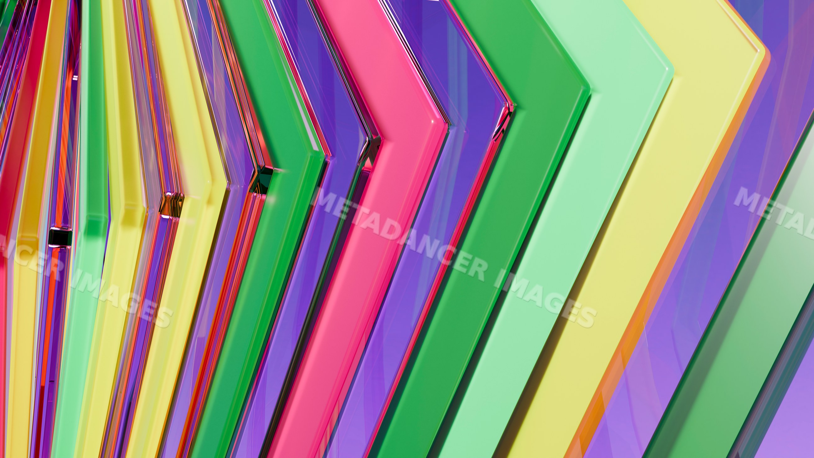Colorful translucent arrows in diagonal pattern