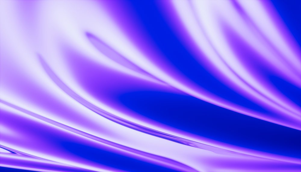 Abstract digital render of smooth purple and blue fluid waves