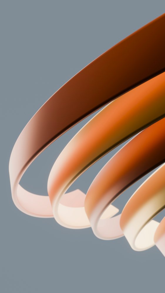 Abstract 3d illustration of orange and brown spiraling rings