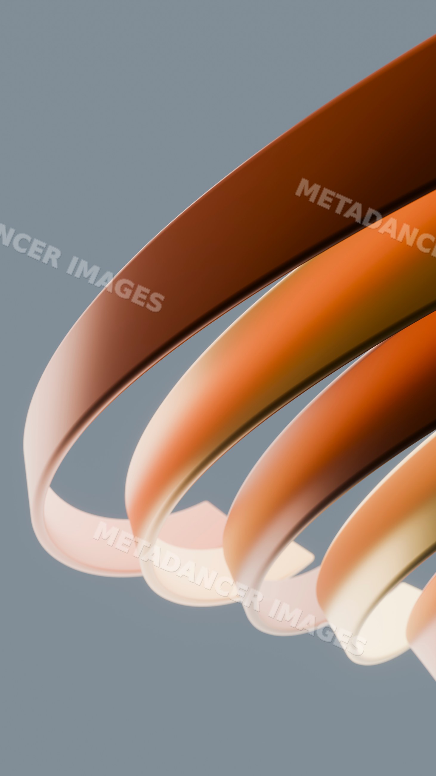 Abstract 3d illustration of orange and brown spiraling rings