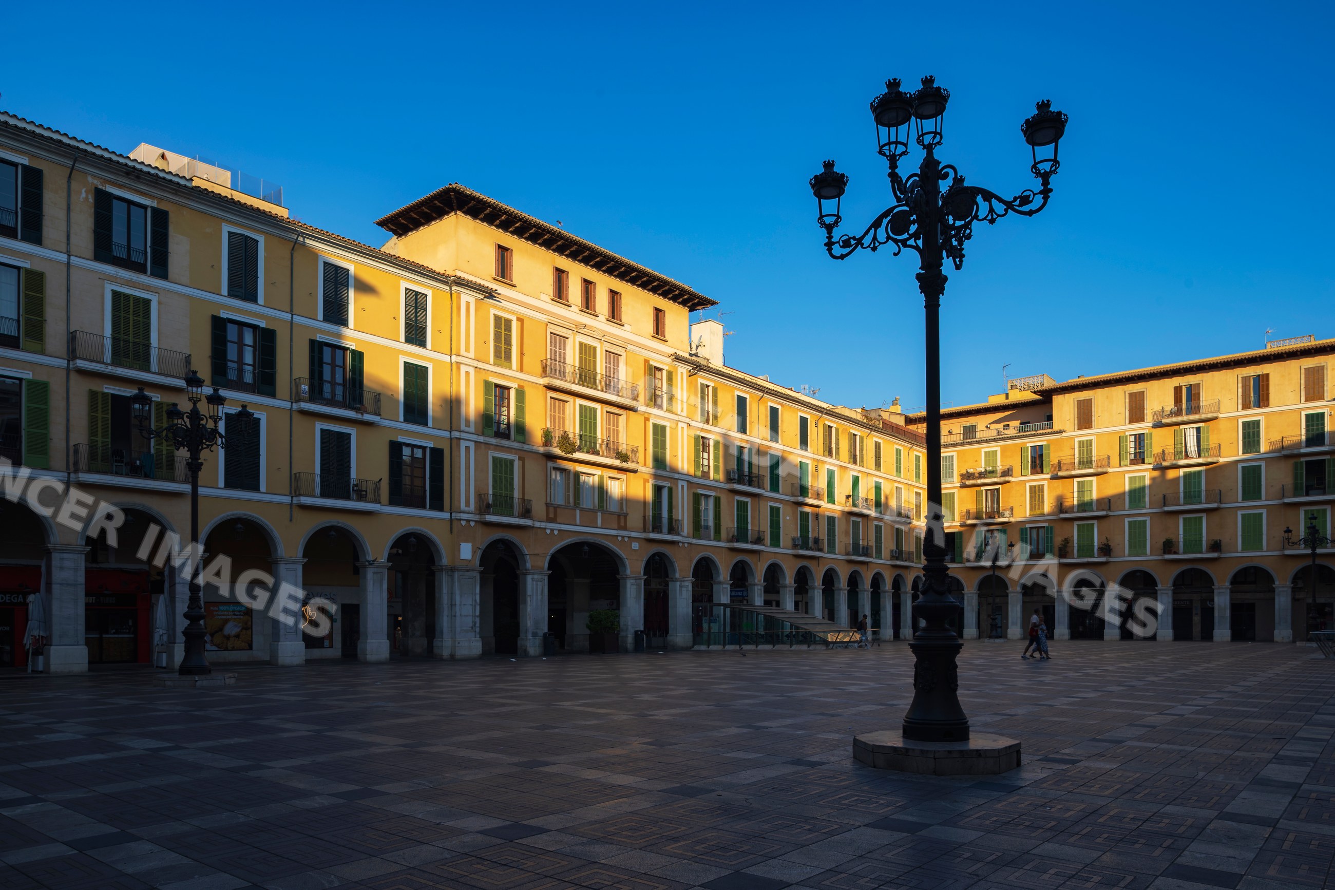Plaça major square at Sunrise in palma de Mallorca, Spain