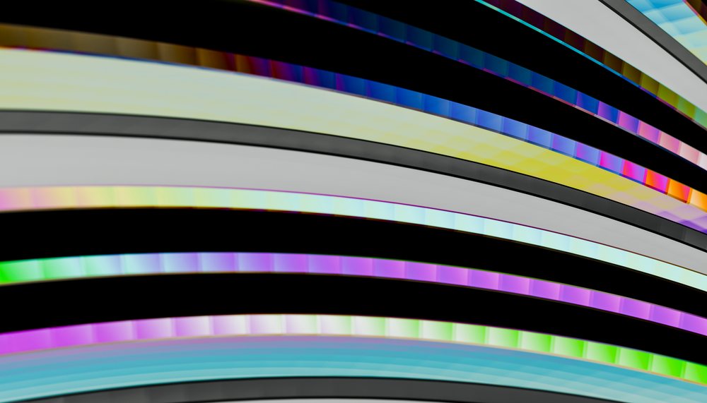 Color bars with rainbow gradient stripes and curved abstract design