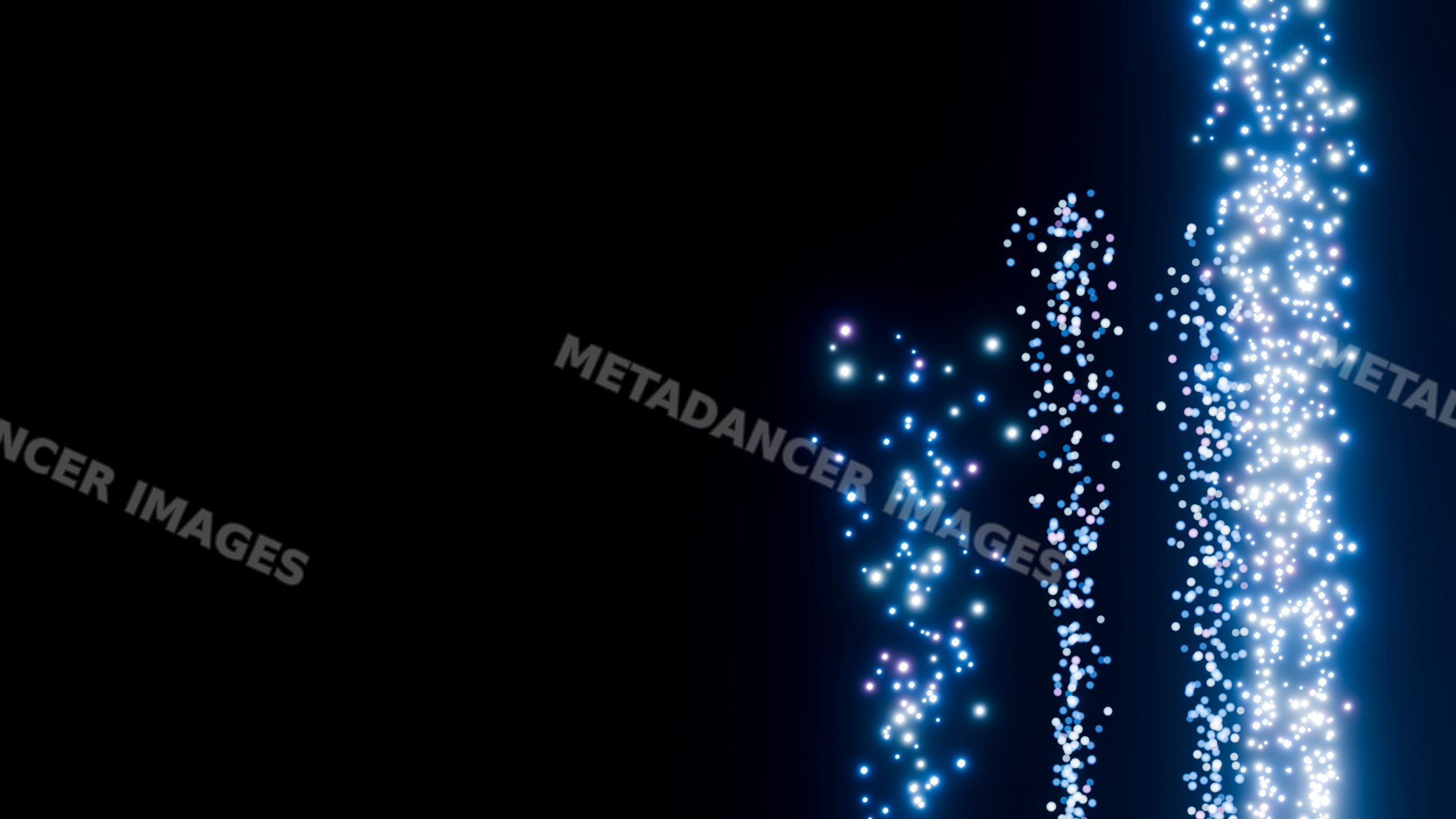 Vertical streams of glowing blue light particles on dark background