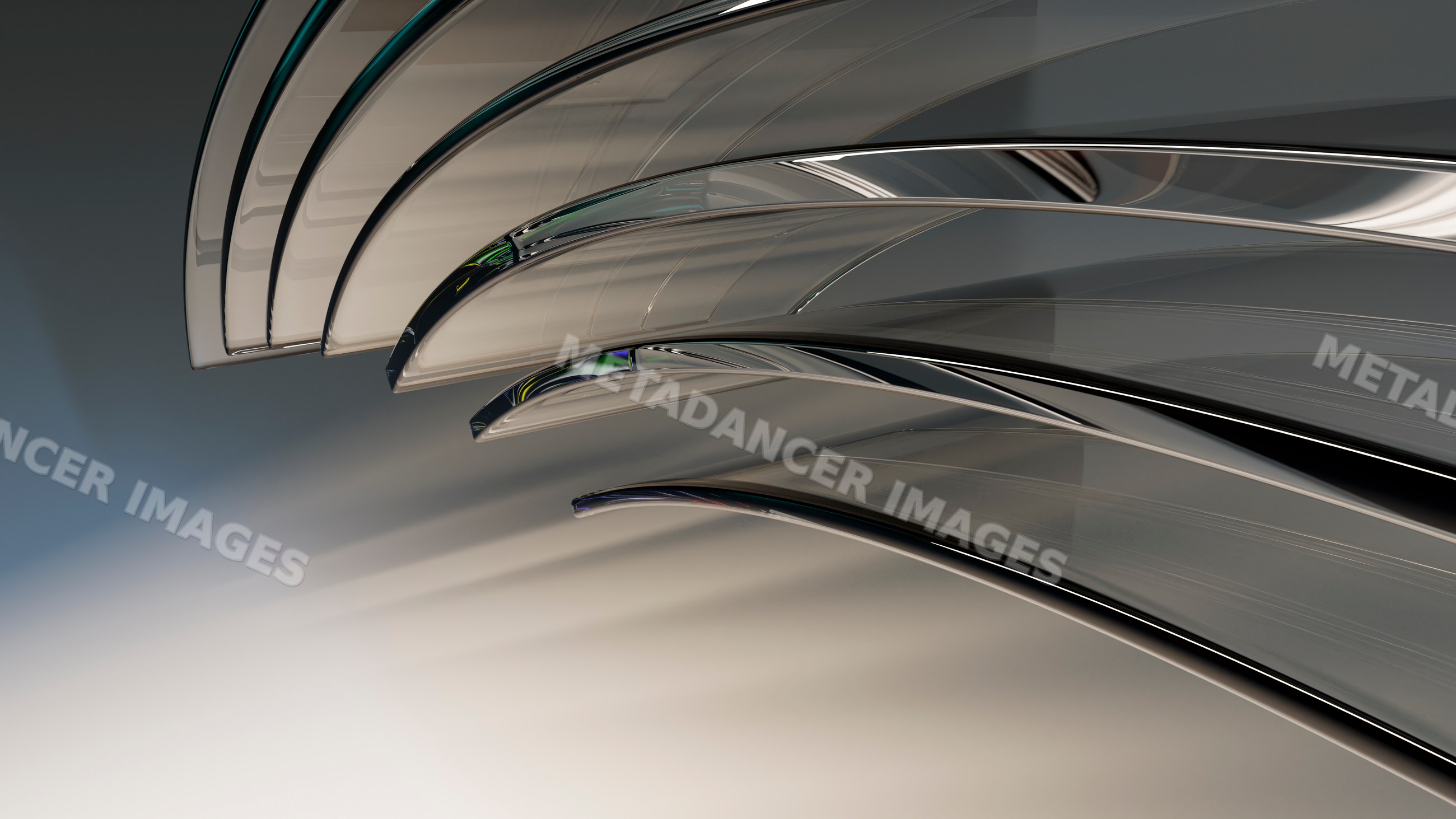Close-up of shiny metal forks with reflections on surface