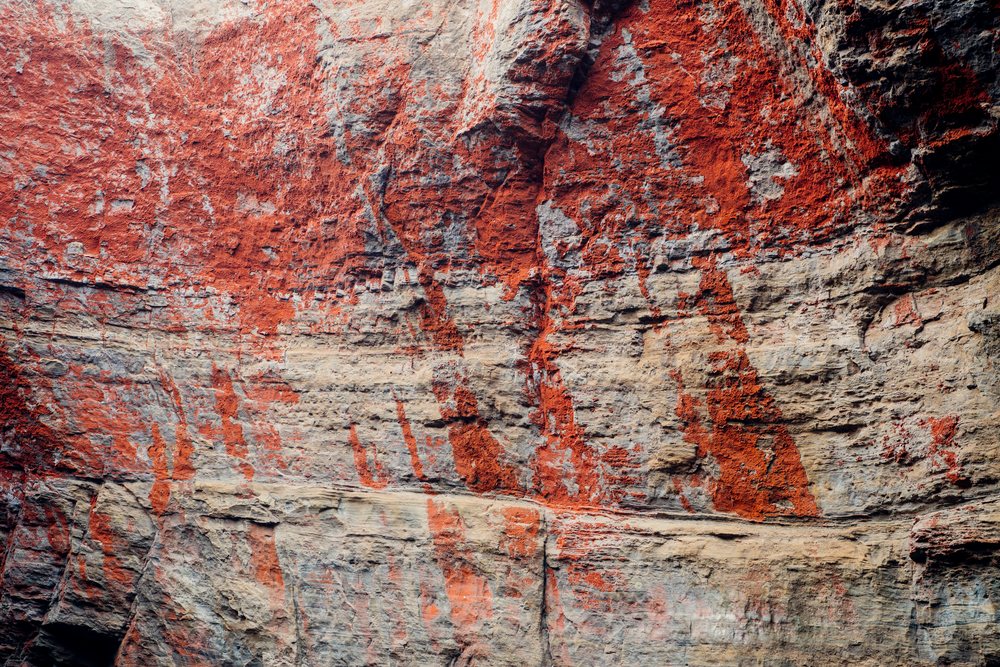 Rock face with red ochre paint Oregon