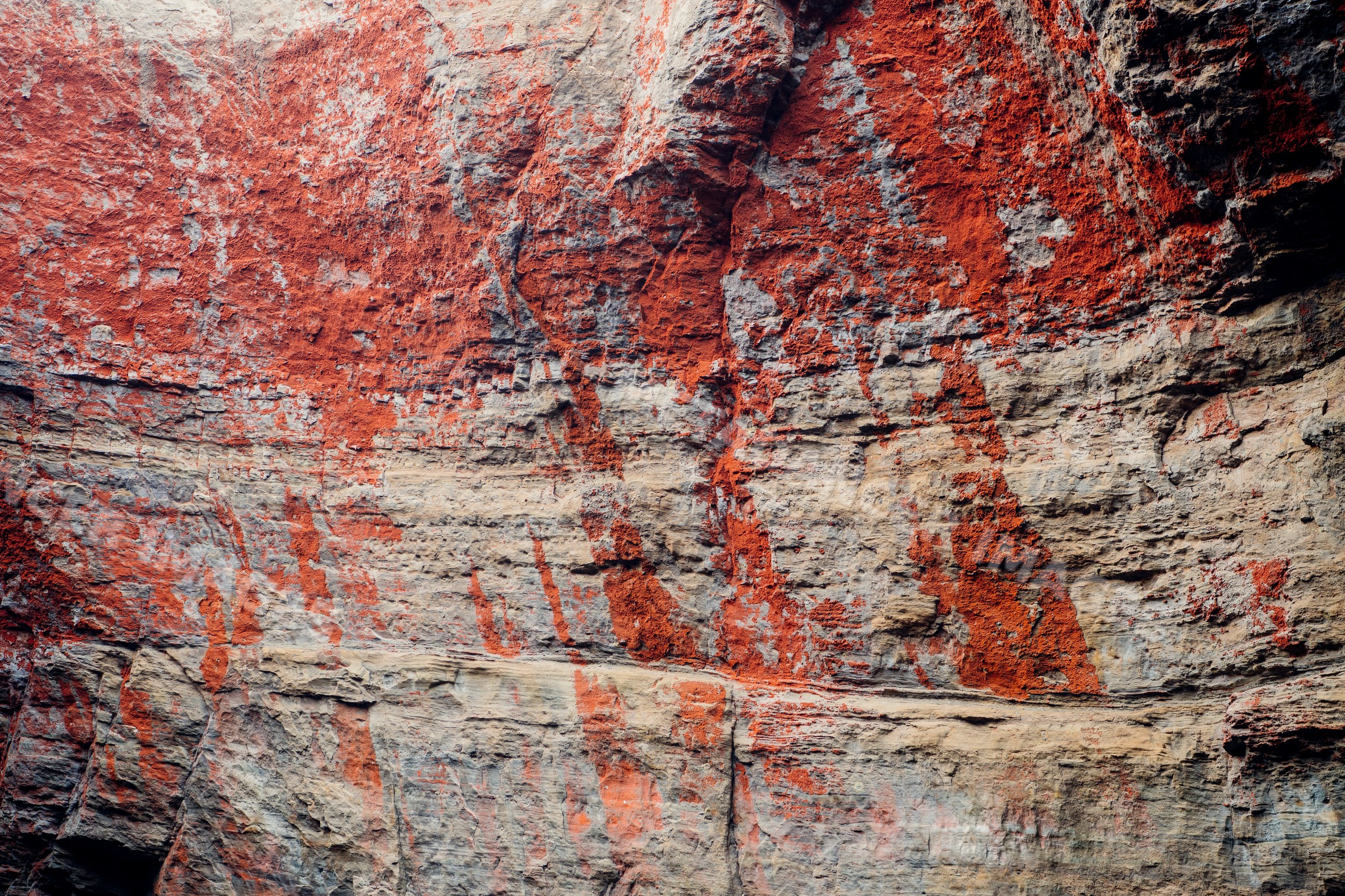 Rock face with red ochre paint Oregon