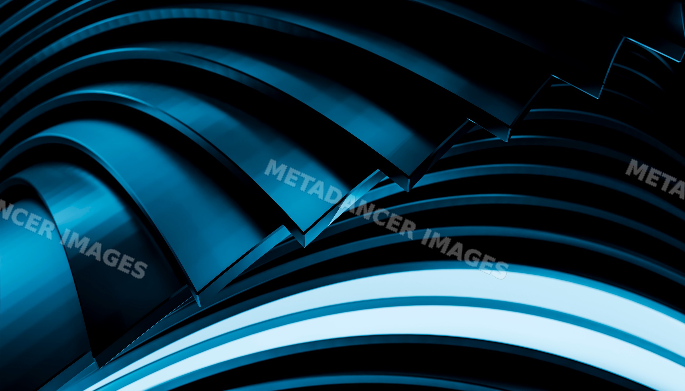 Abstract blue curved layers creating futuristic digital art pattern