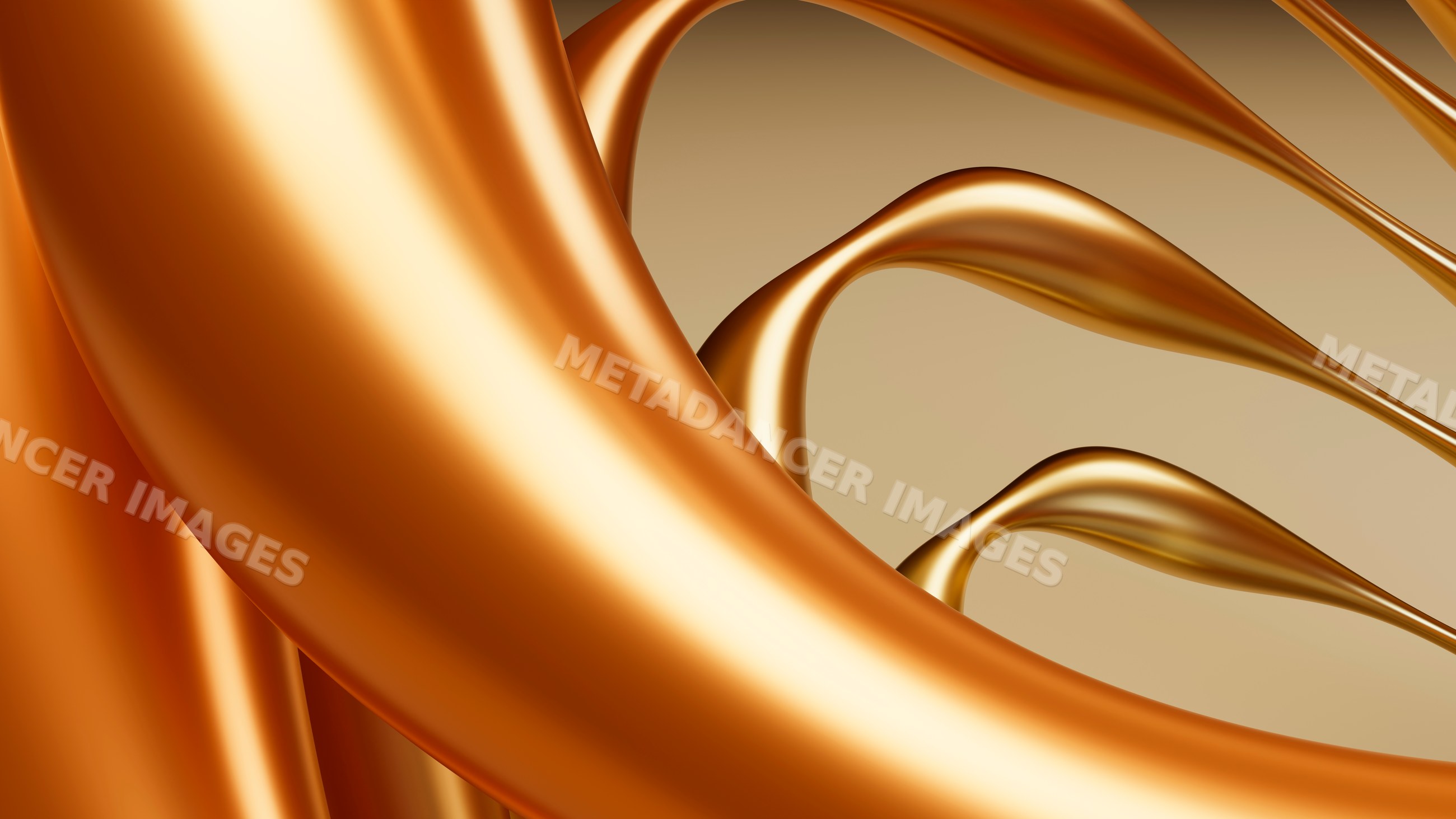 Abstract golden metallic curves with smooth flowing design