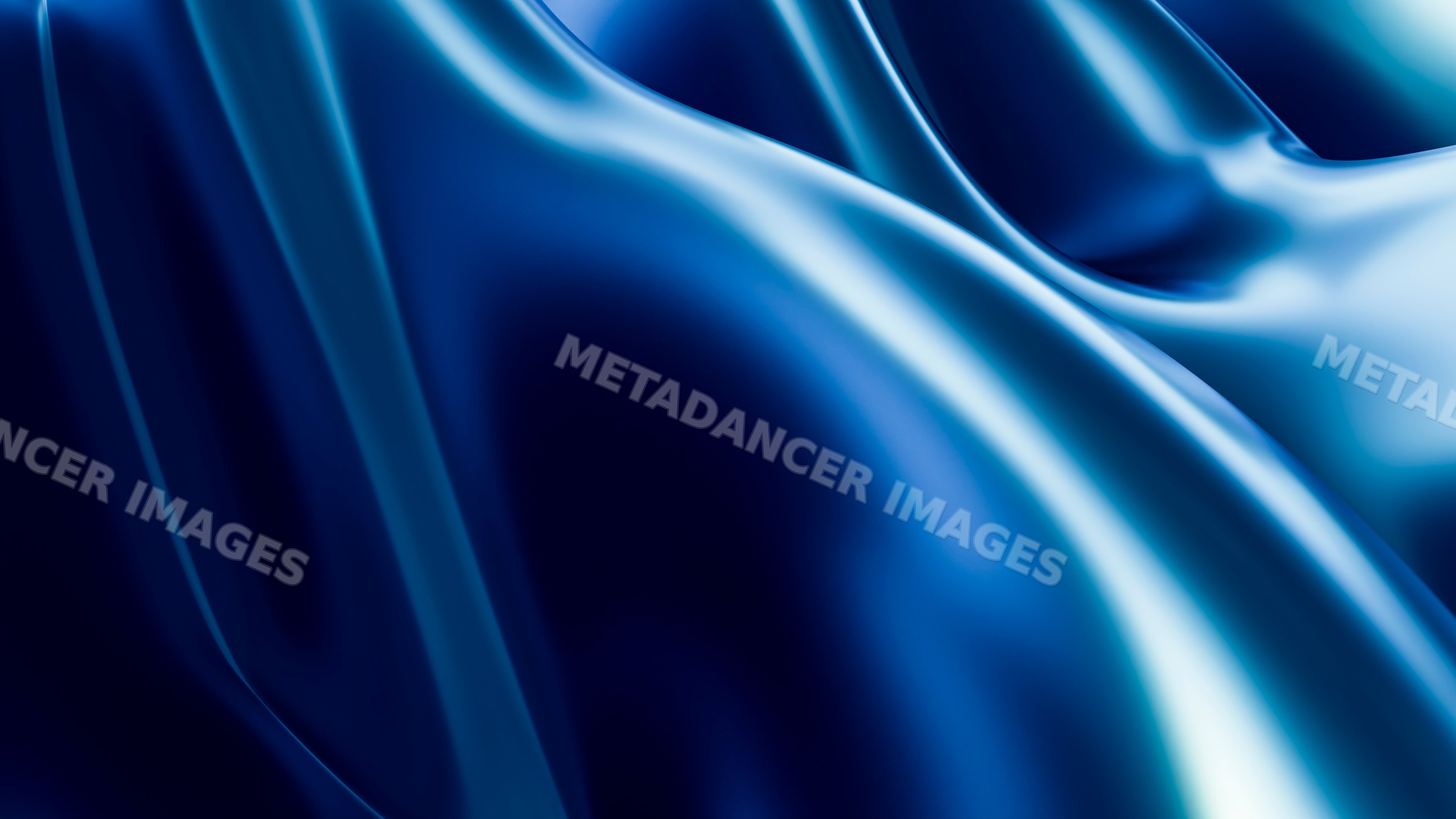 Blue shiny silk fabric with smooth reflective folds