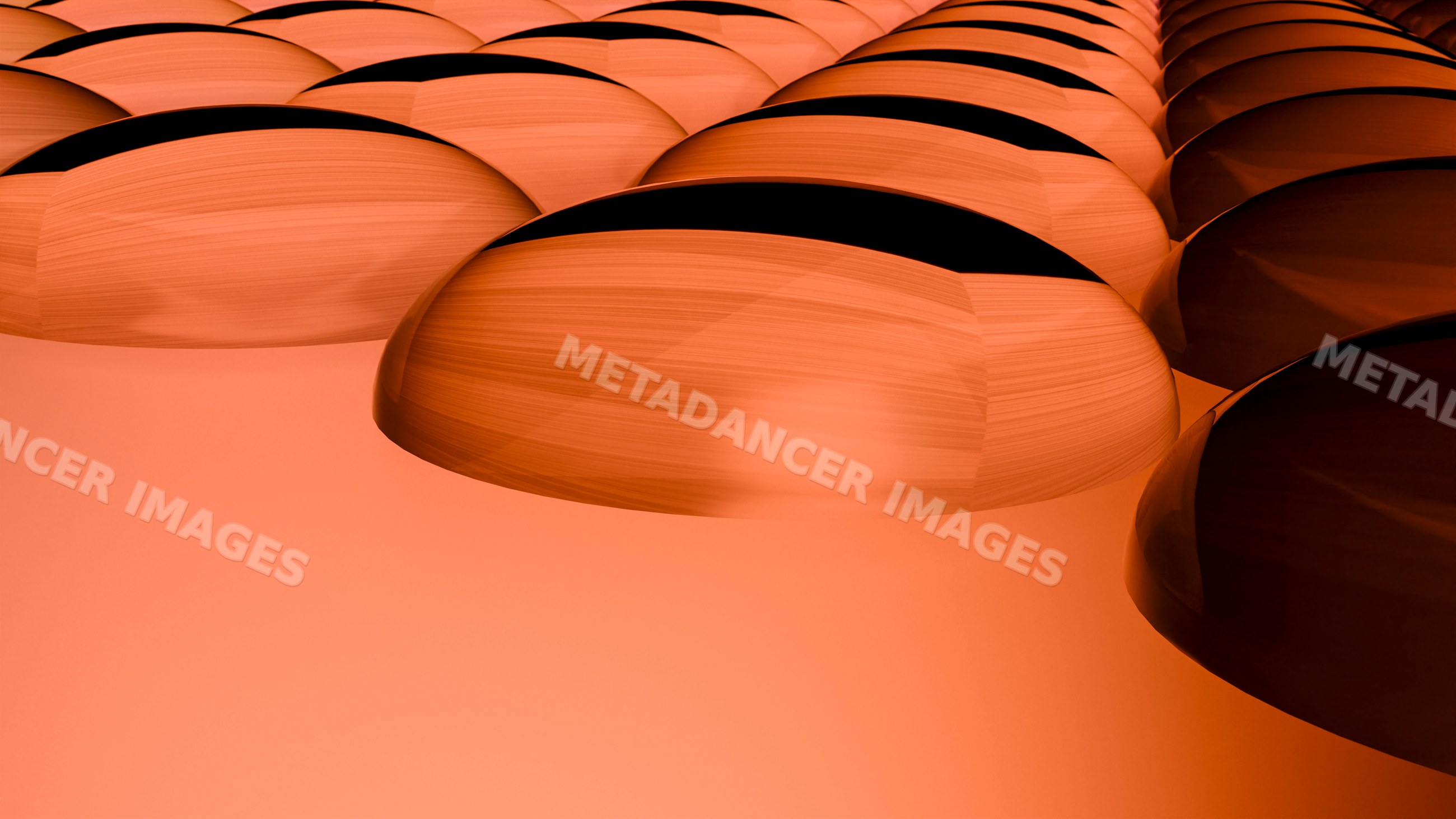 Orange 3d rendered spheres arranged in a pattern