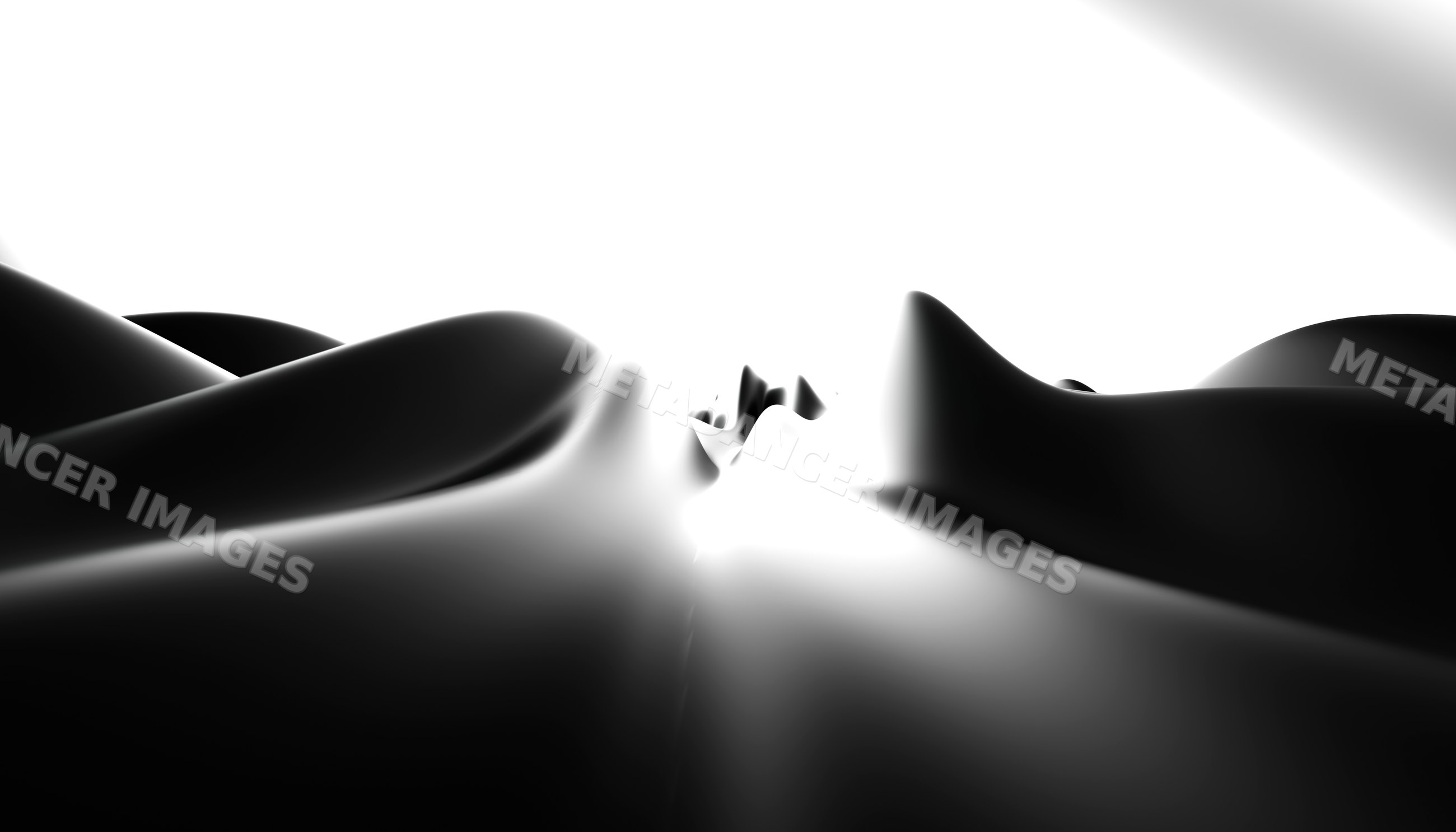 Abstract Black and white curved shapes with bright lighting effect