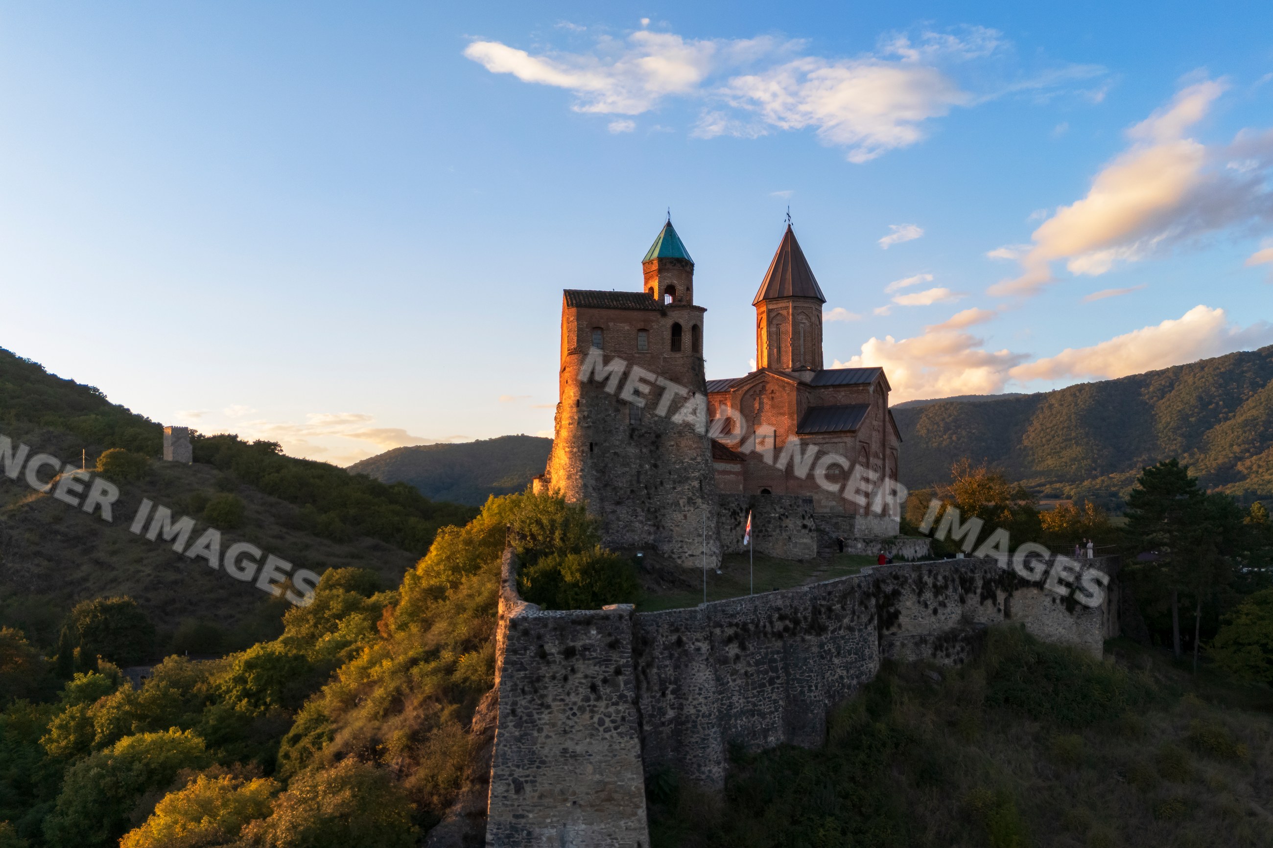 Gremi monastery at Sunset on a hilltop in sighnaghi Georgia