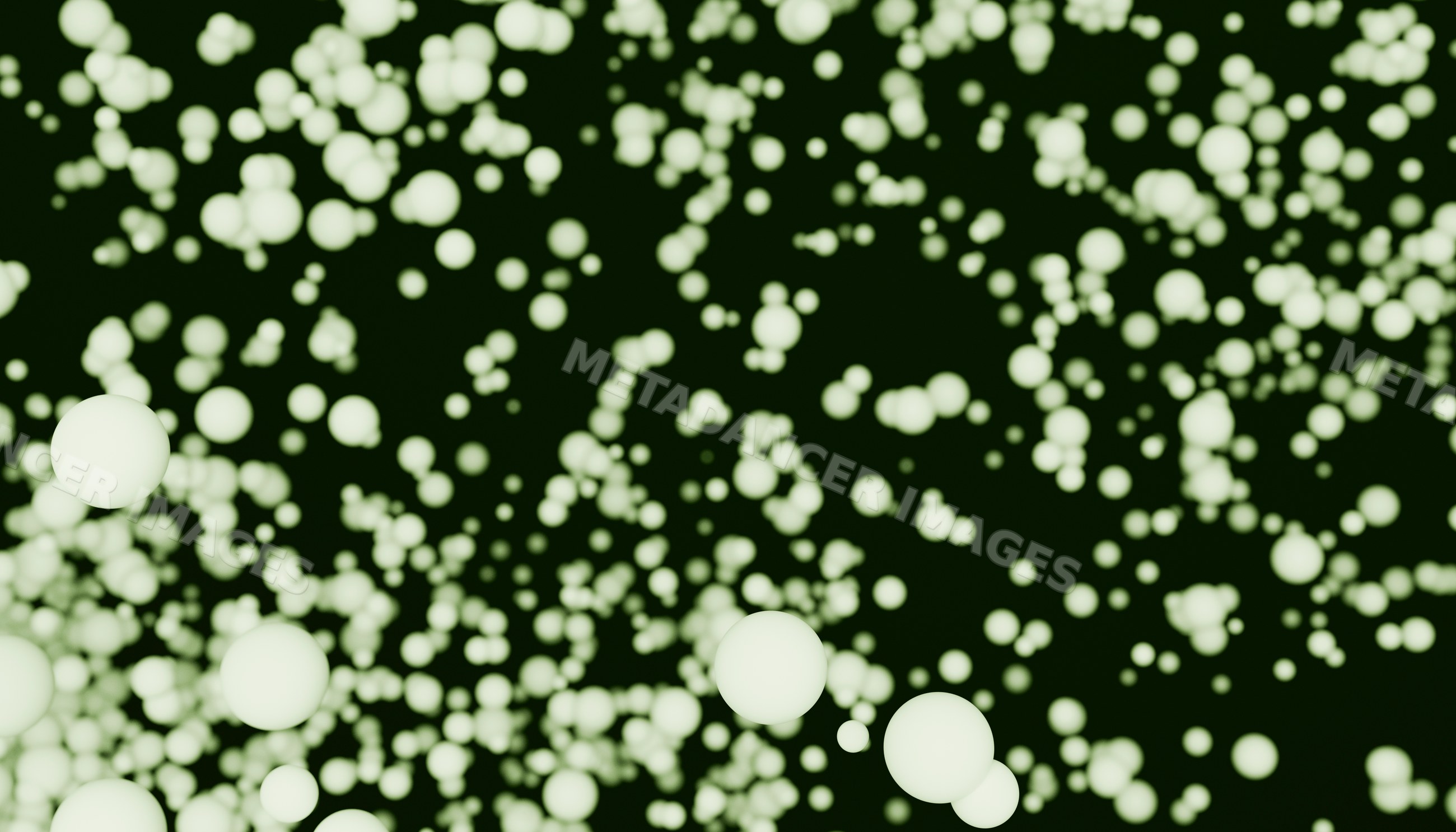 Glowing spheres floating in abstract digital design with dark
