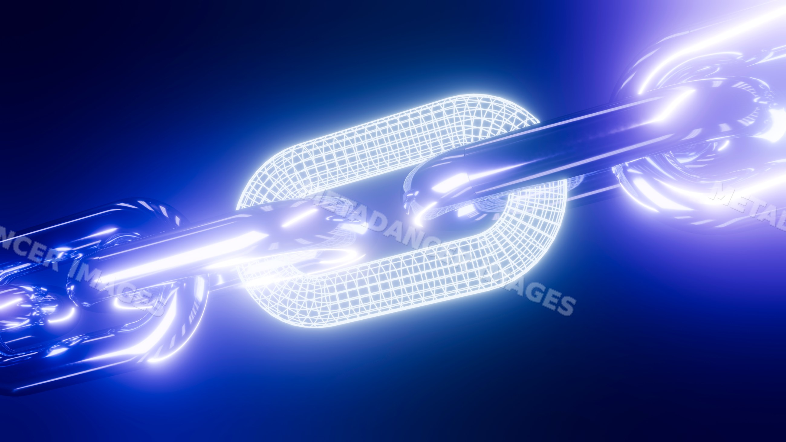 Glowing futuristic digital chain link symbolizing connectivity