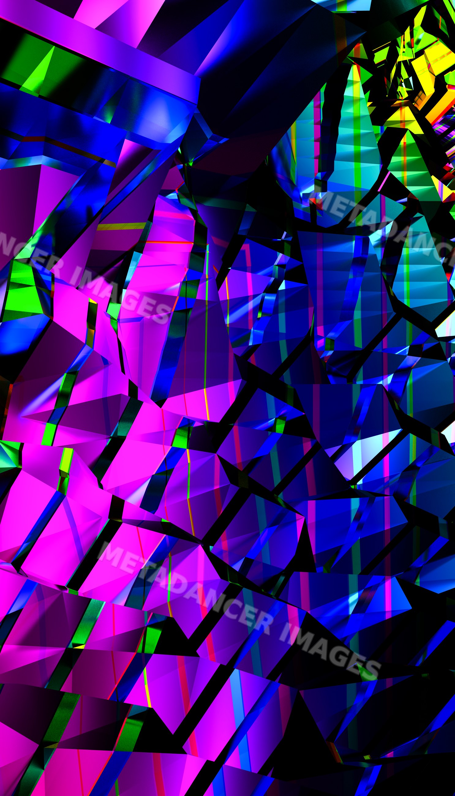 Colorful abstract geometric pattern with faceted shapes and vibrant