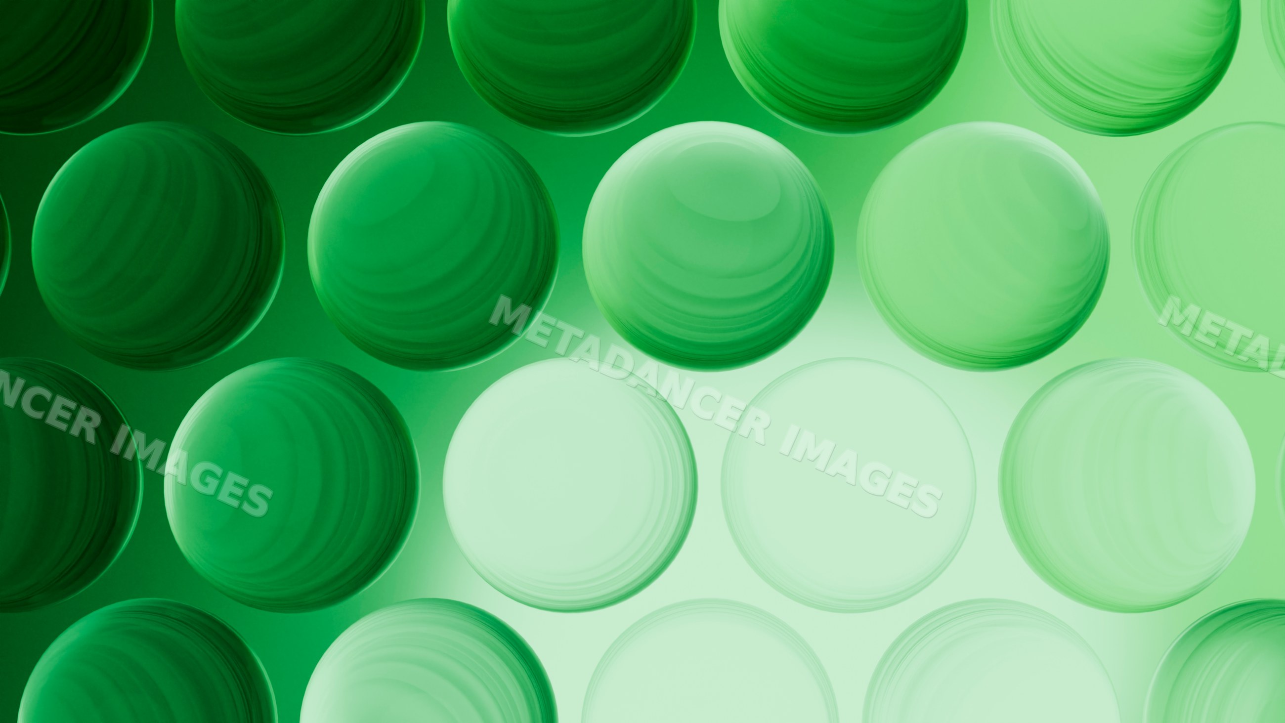 Green transparent spheres