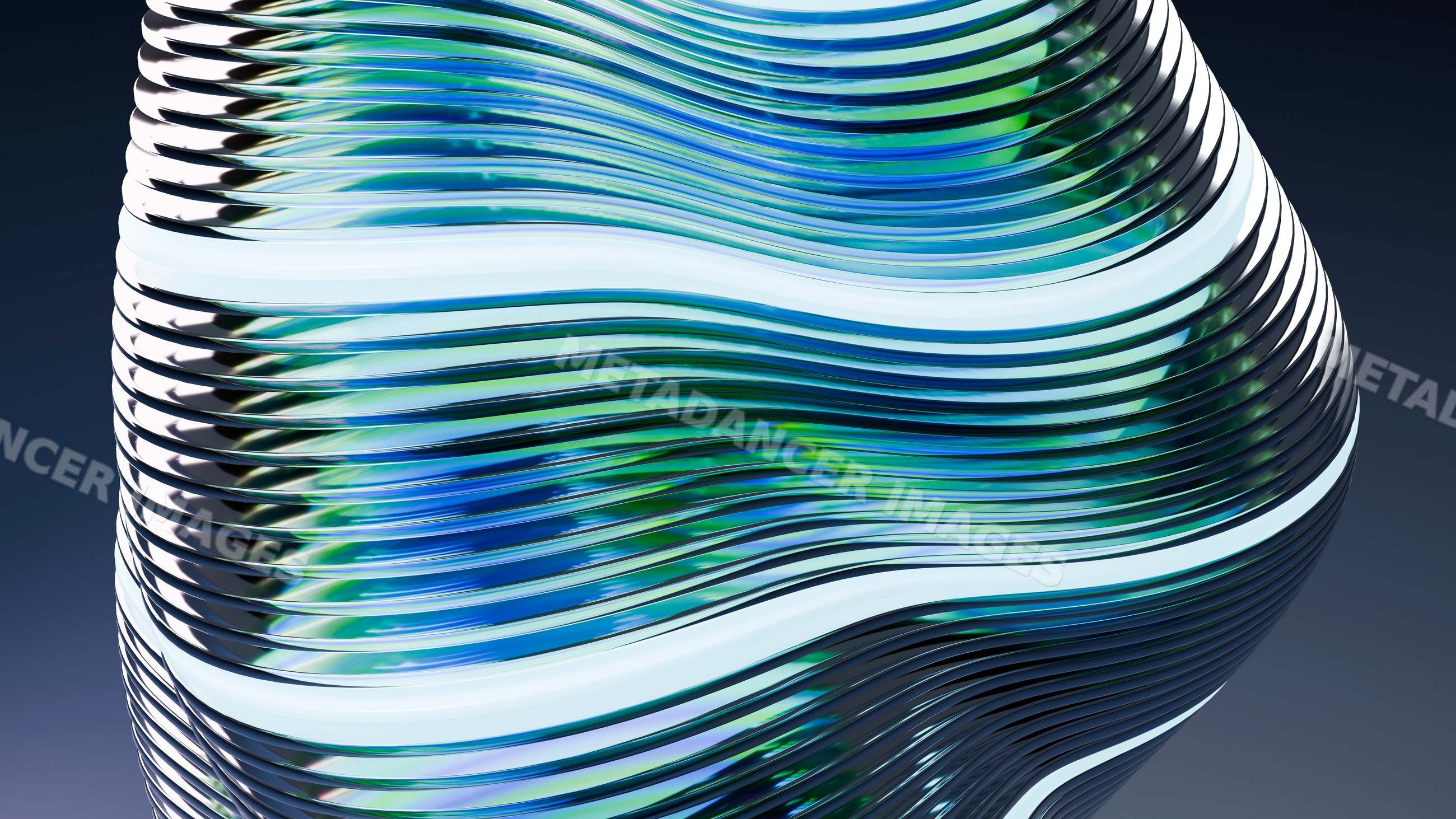 Abstract 3d digital sculpture with flowing glass-like curves